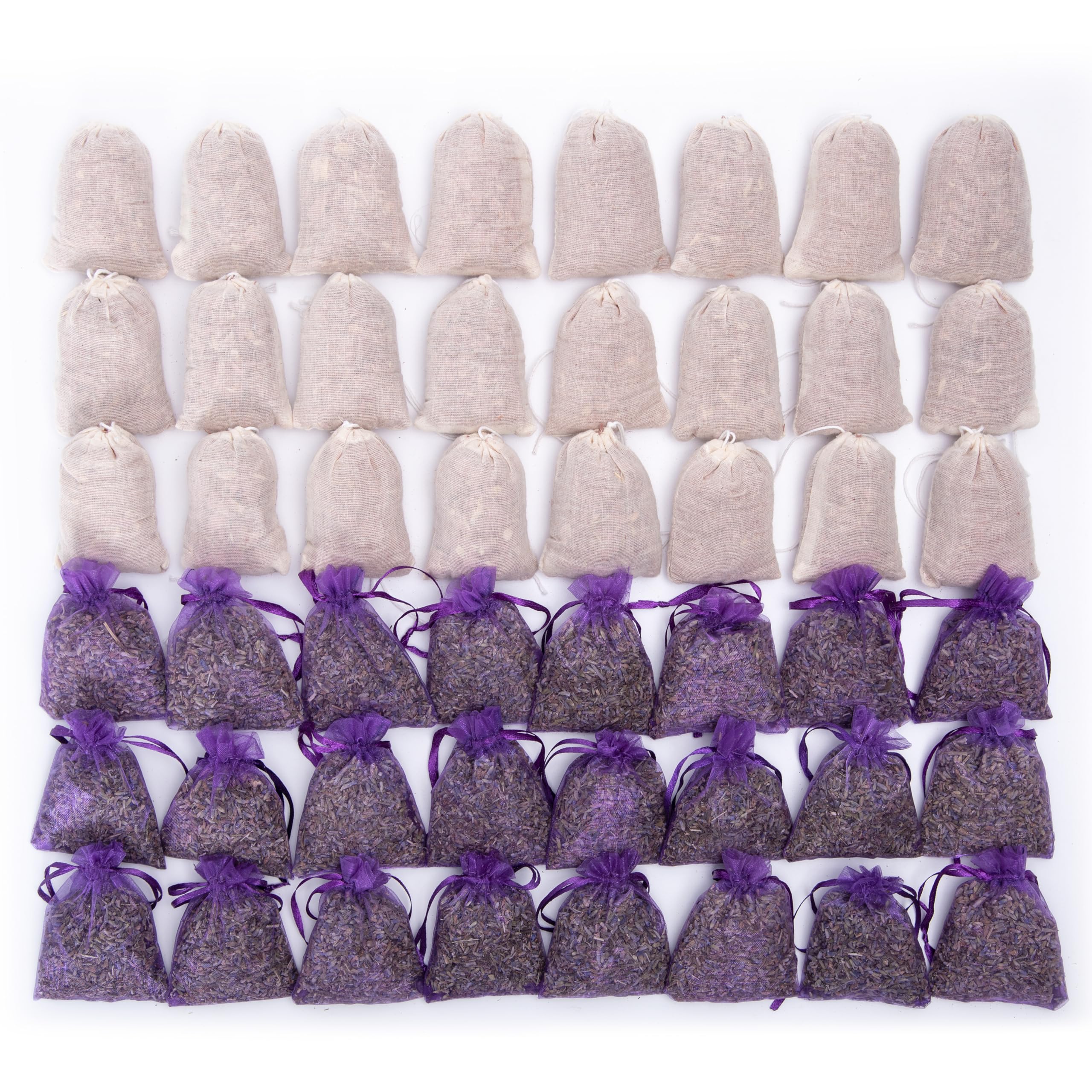 Pack of 48 Cedar Chips and Lavender Sachets (24 Lavender Sachets, 24 Cedar Sachets) - Home Fragrance Sachet for Drawers and Closets, LV-S-F-48LC