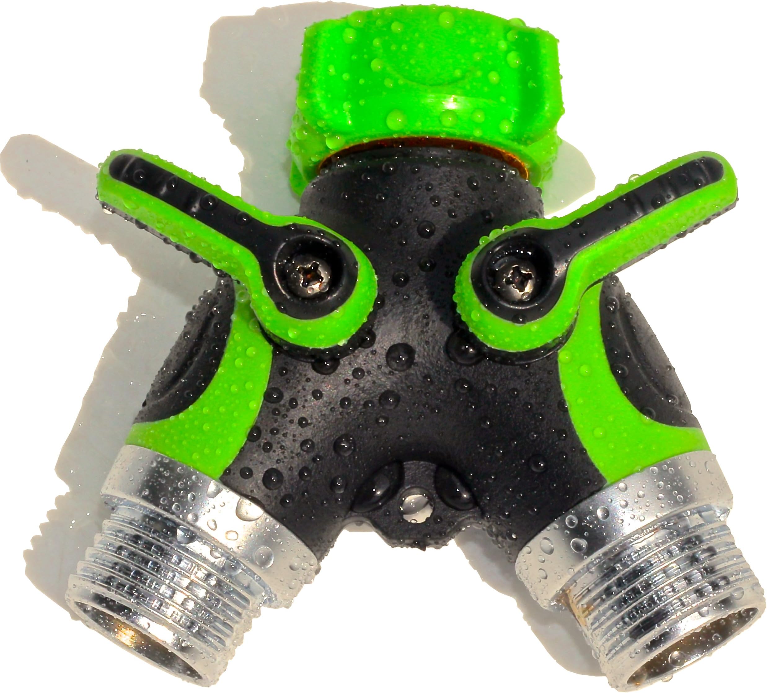 3/4 Inch Two-Way Hose Connector - Y-Valve - Large Valve Handles and Over-Size Coupling Head are Easy on Arthritic Hands - Best Garden Hose Accessory