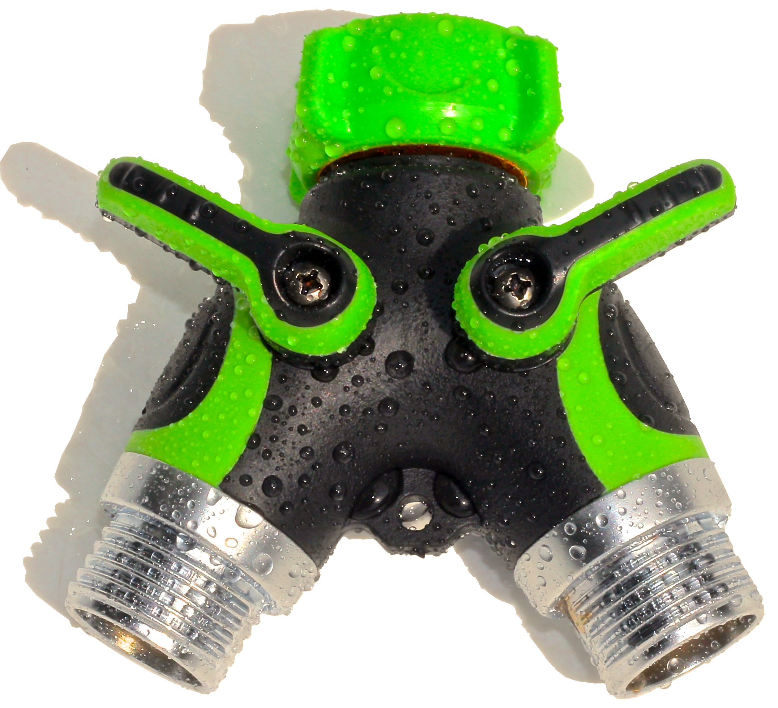 3/4 Inch Two-Way Hose Connector - Y-Valve - Large Valve Handles and Over-Size Coupling Head are Easy on Arthritic Hands - Best Garden Hose Accessory