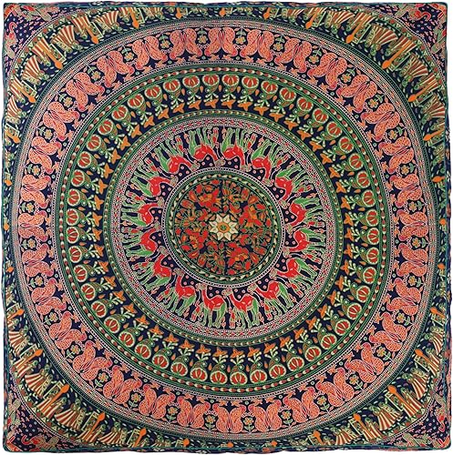 Miniatura 4 de Popular Handicrafts Funda de cojín para suelo  Mandala hippie cuadrado otomano elefante indio camello funda de cojín de algodón de gran tamaño con