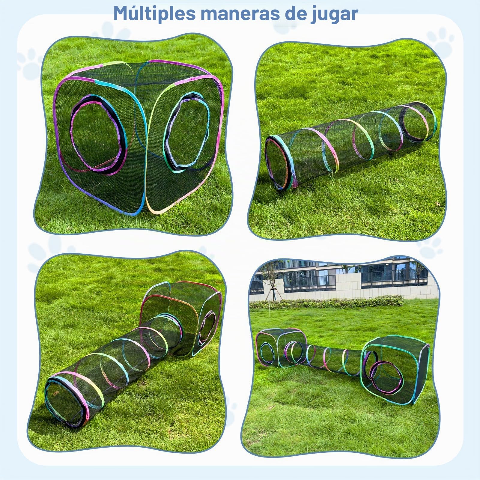 Carpas para Gatos de Interior y Exterior,Tienda Plegable con Túneles, Recinto Portátil para Mascotas,Incluye 2 Tiendas