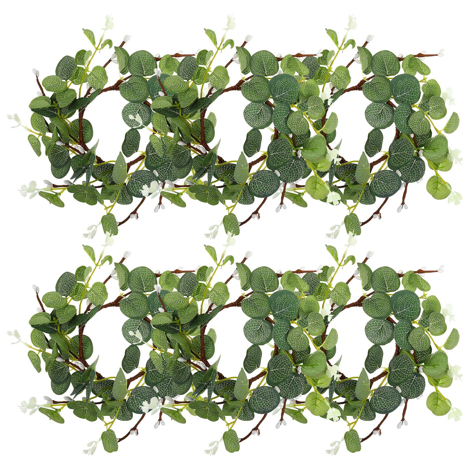 Anneaux de bougie eucalyptus pour centre de table de mariage rustique x6