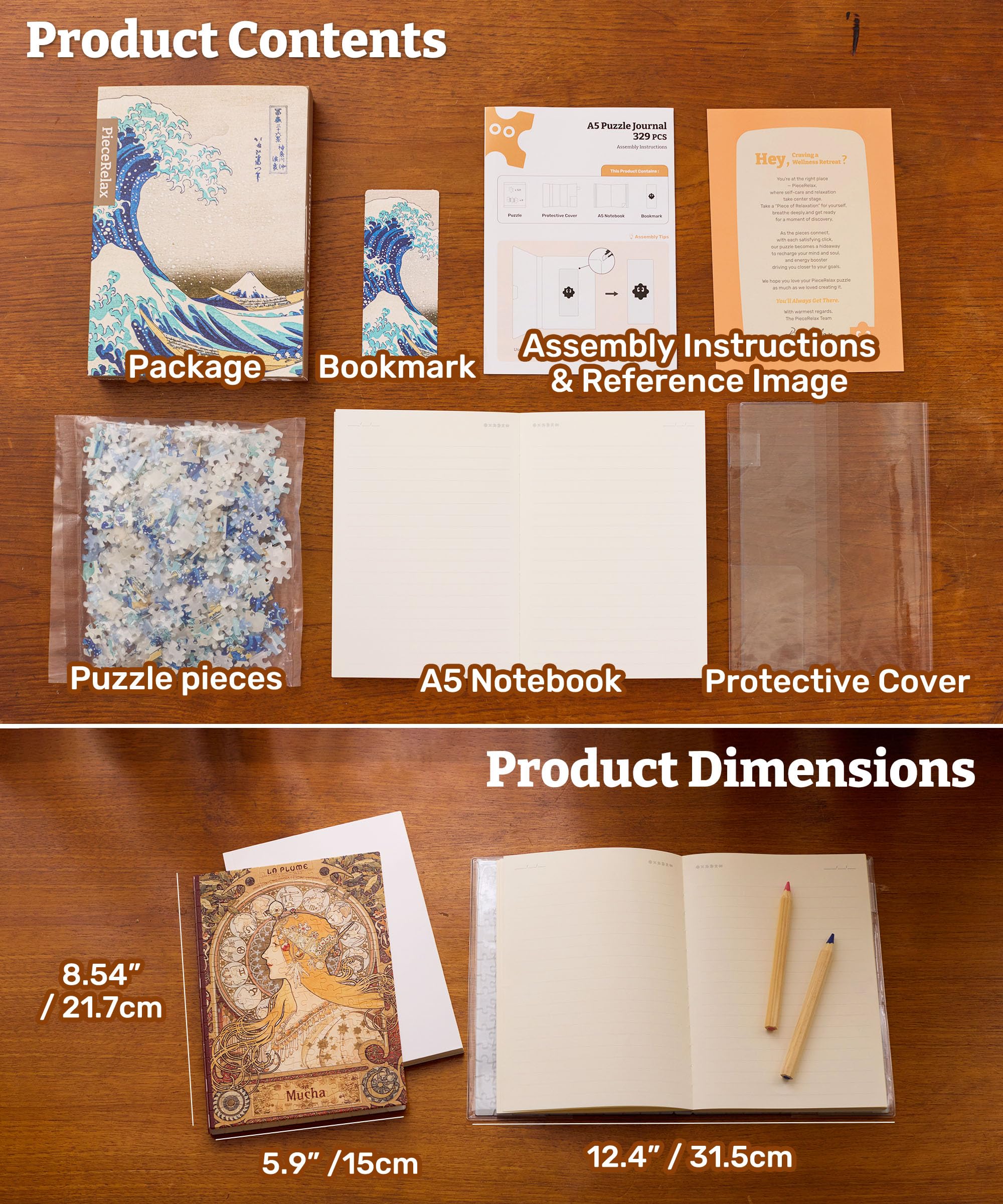 PieceRelax Diario de rompecabezas para adultos, Twinkle Twinkle, pan cremoso, portada de libro A5, rompecabezas de regalo y decoración del hogar con rompecabezas de plástico para cuaderno [YA1060]