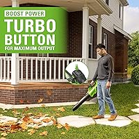 Vista 8 de Greenworks 40V (160 MPH / 700 CFM) Cordless Brushless Axial Leaf Blower, 8.0Ah Battery and Charger Included