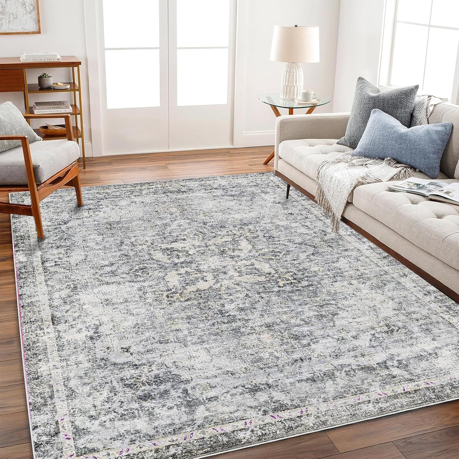 Tapis intérieur extérieur anti-décoloration | Protégez votre salon ou balcon gris bleu