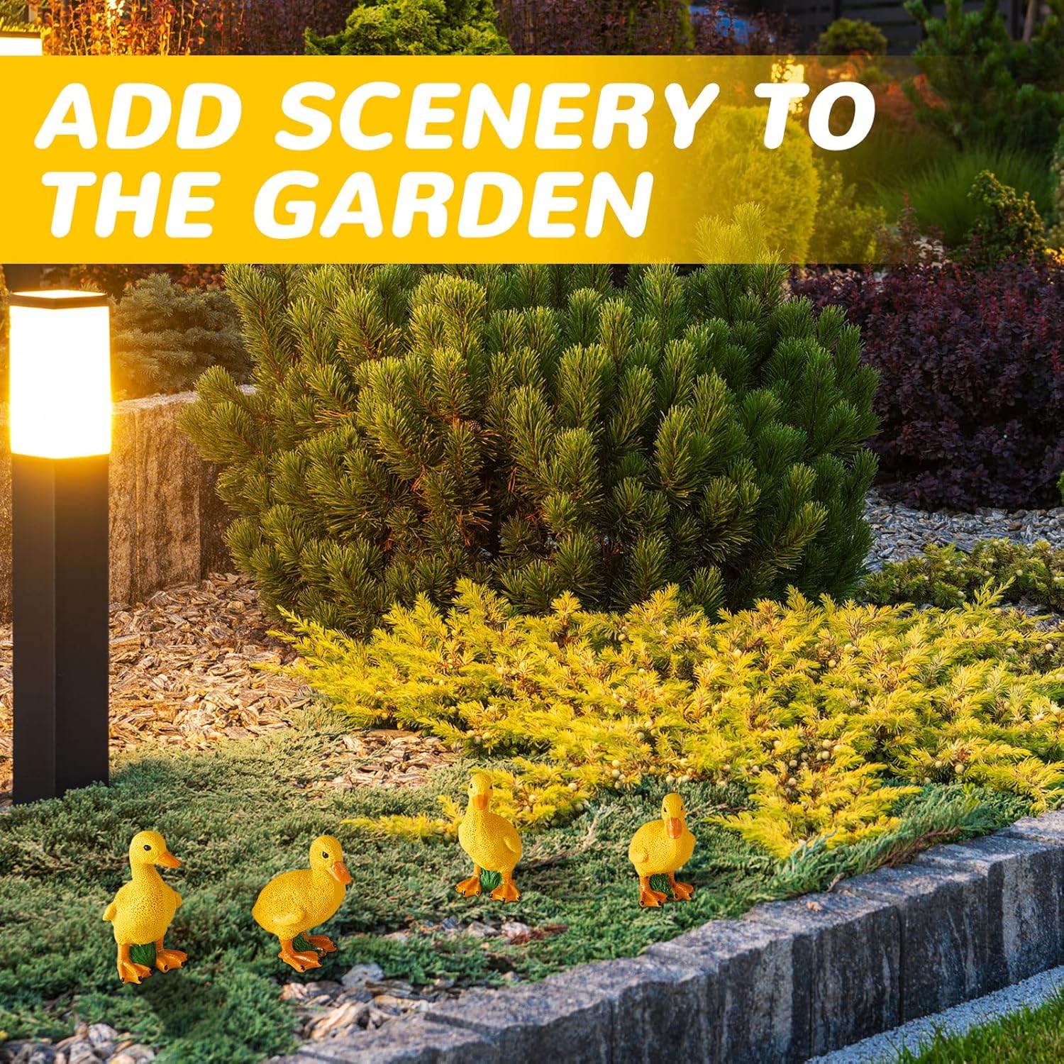 Lenwen 4 Pcs Resin Duck Figures Ducks Statue Duckling Outdoor Garden Statues for Patio Lawn Outdoor Yard Pond Decorations 3.9 x 3.1 x 2.8 Inch, 2 Styles