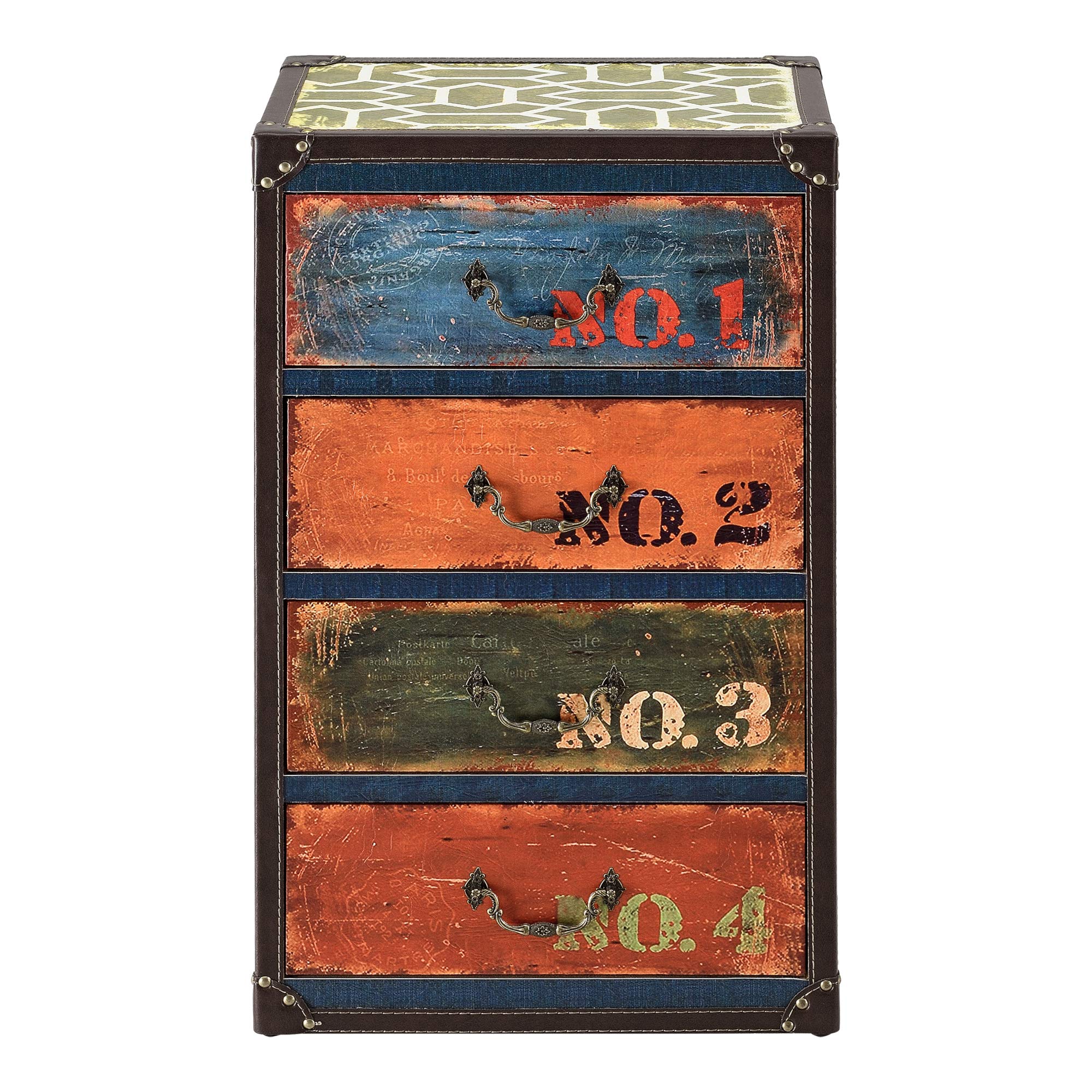 [en.casa] Cómoda para Salón o Pasillo 66 x 40 x 30 cm Armario con 4 Cajones Cajonera Organizador de Oficina Diseño Industrial Sideboard Mueble Auxiliar Multicolor