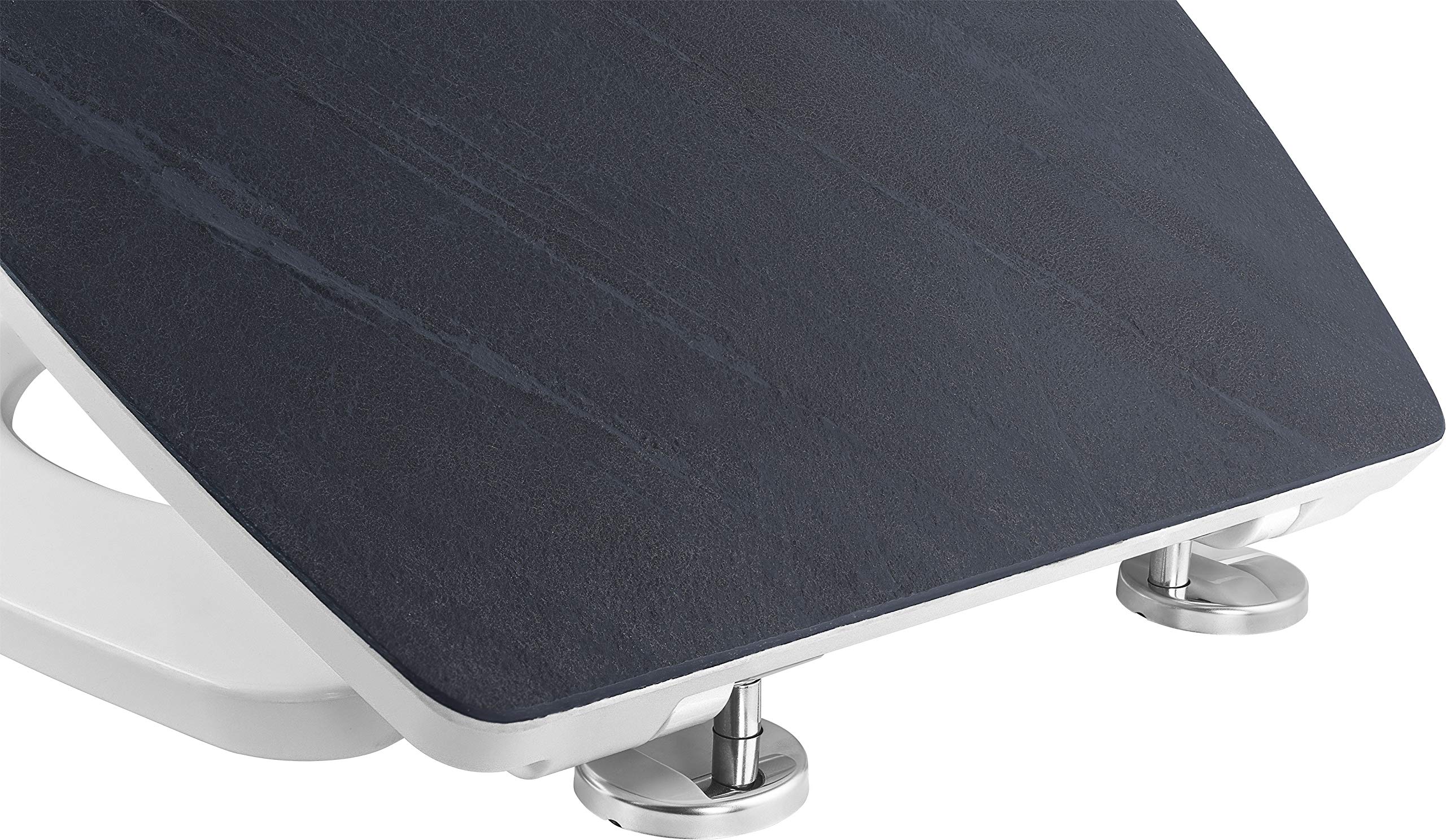 Cornat Deska sedesowa "Noir" – elegancka płyta z kamienia naturalnego – łatwy w pielęgnacji duroplast – funkcja Quick up & Clean – wolnoopadająca – wygodny montaż od góry/deska sedesowa/deska
