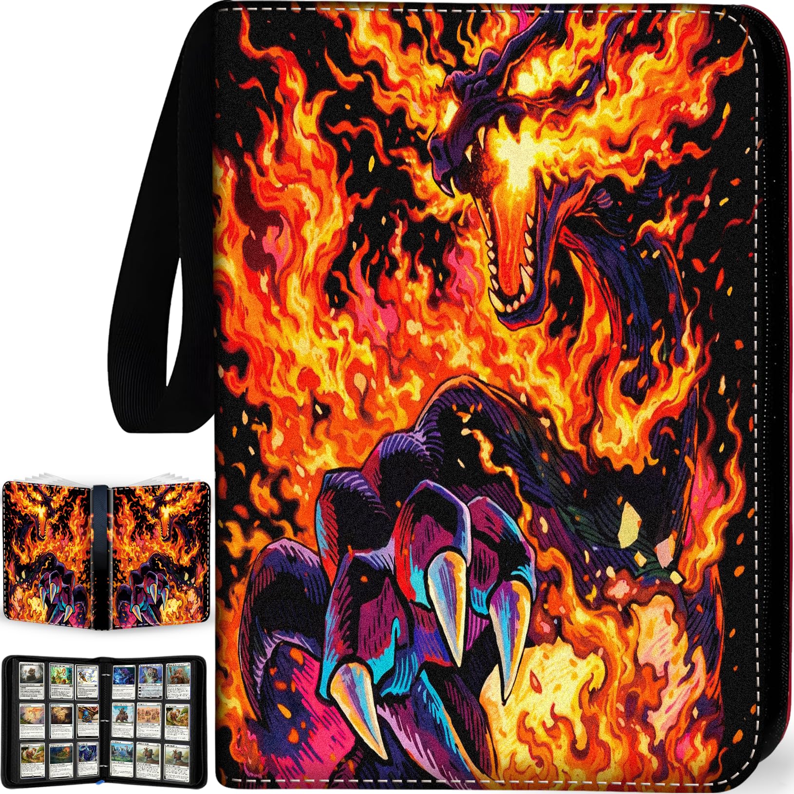 Raccoglitore per 1008 carte, 9 tasche, raccoglitore per carte collezionabili a 3 anelli, con maniche rimovibili da 56 pagine, ad alta capacità, impermeabile, porta carte collezionabili, per carte TCG