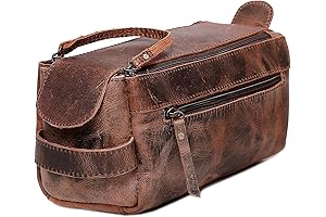 Genuine Buffalo Leather Handmade Gift Toiletry Bag with Superior Quality & Timeless Style