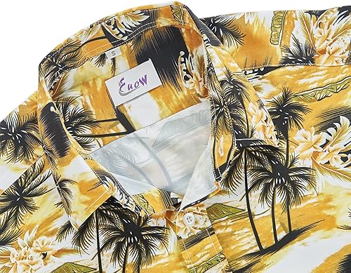 Miniatura 3 de EUOW Camisas hawaianas para hombre, estampado floral, casual, de manga larga, con botones, para la playa
