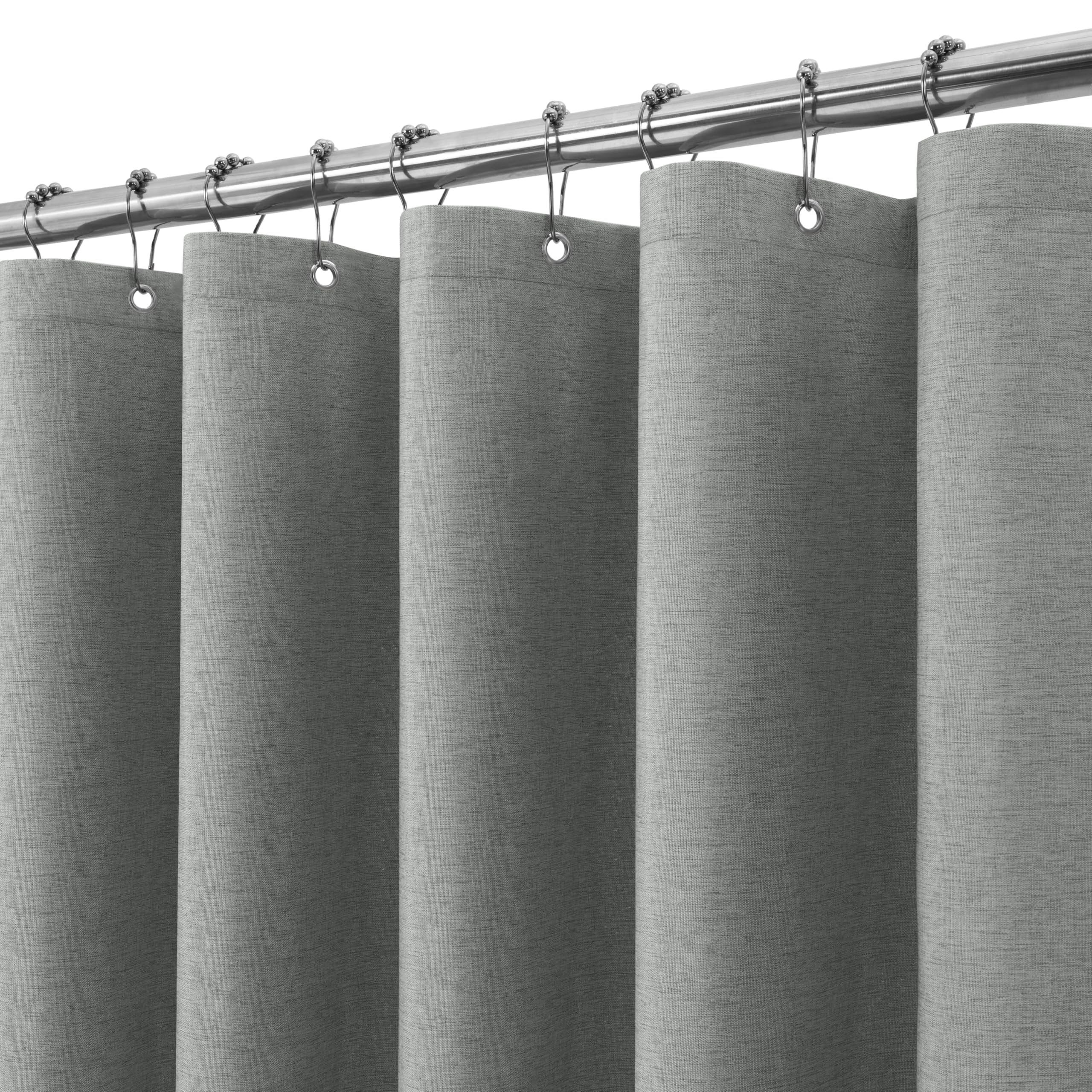 Douchegordijn Linnen Textuur Waterdicht met Metalen Douchegordijnringen - Anti-schimmel Textiel Badkamer Gordijn Zwaar Badgordijn voor Badkamer Douchecabine - 182 x 214 cm (Beige