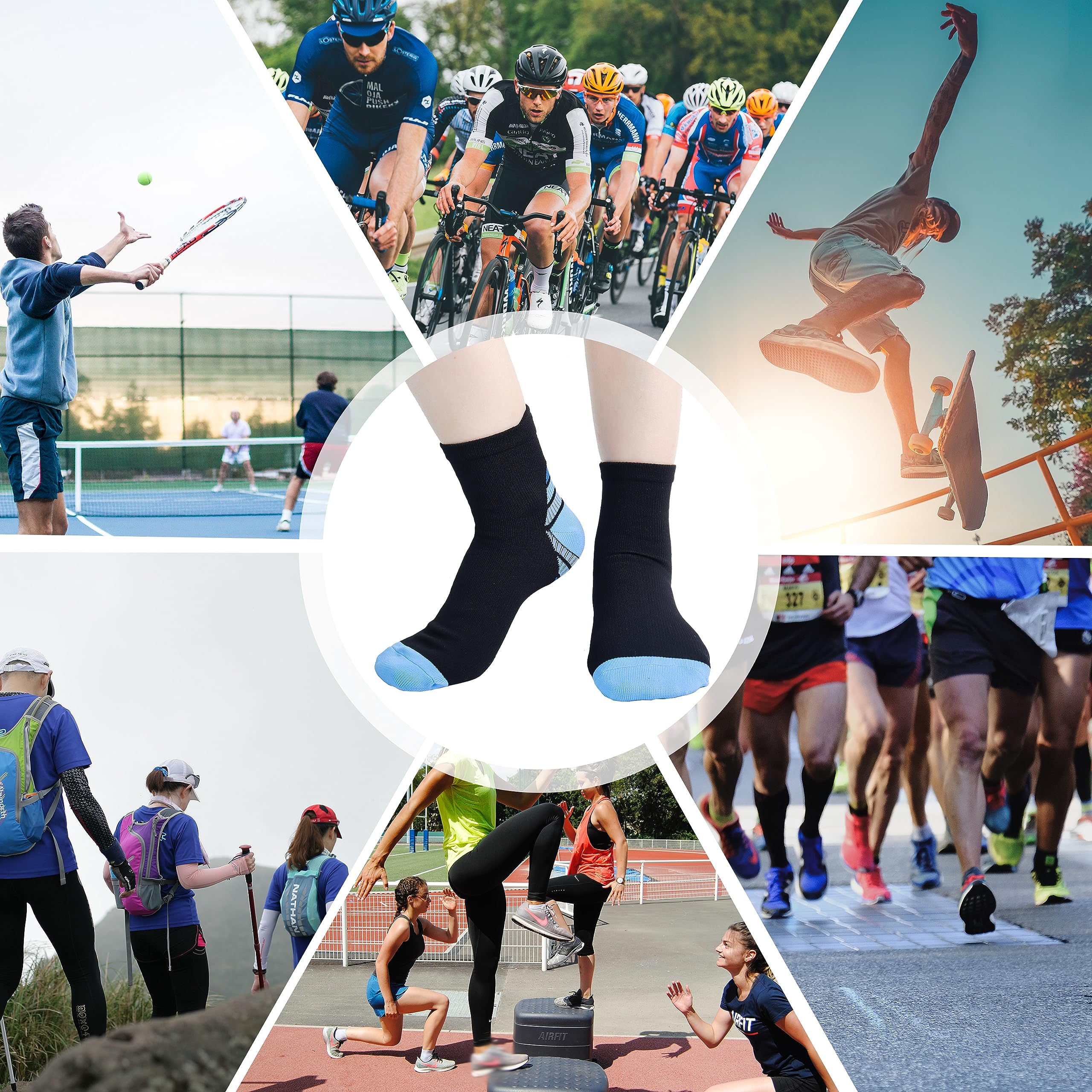 Jeasona 10 pares de calcetines de compresión para mujeres/hombres cortos de verano deportes senderismo jogging correr compresión calcetines