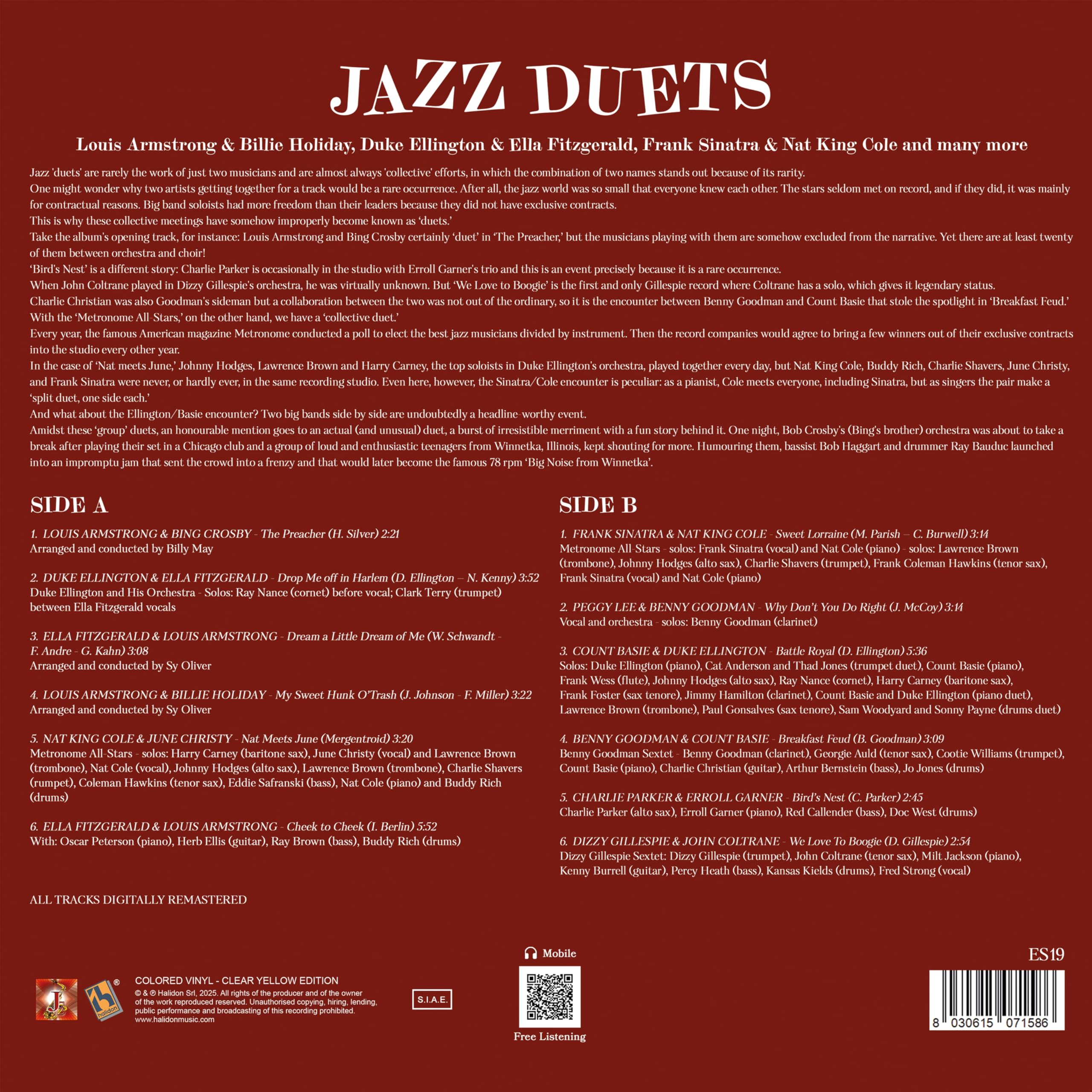 Jazz Duets en de Color, Louis Armstrong, Billie Holiday, Duke Ellington, Ella Fitzgerald, Frank Sinatra, Nat King Cole y Más