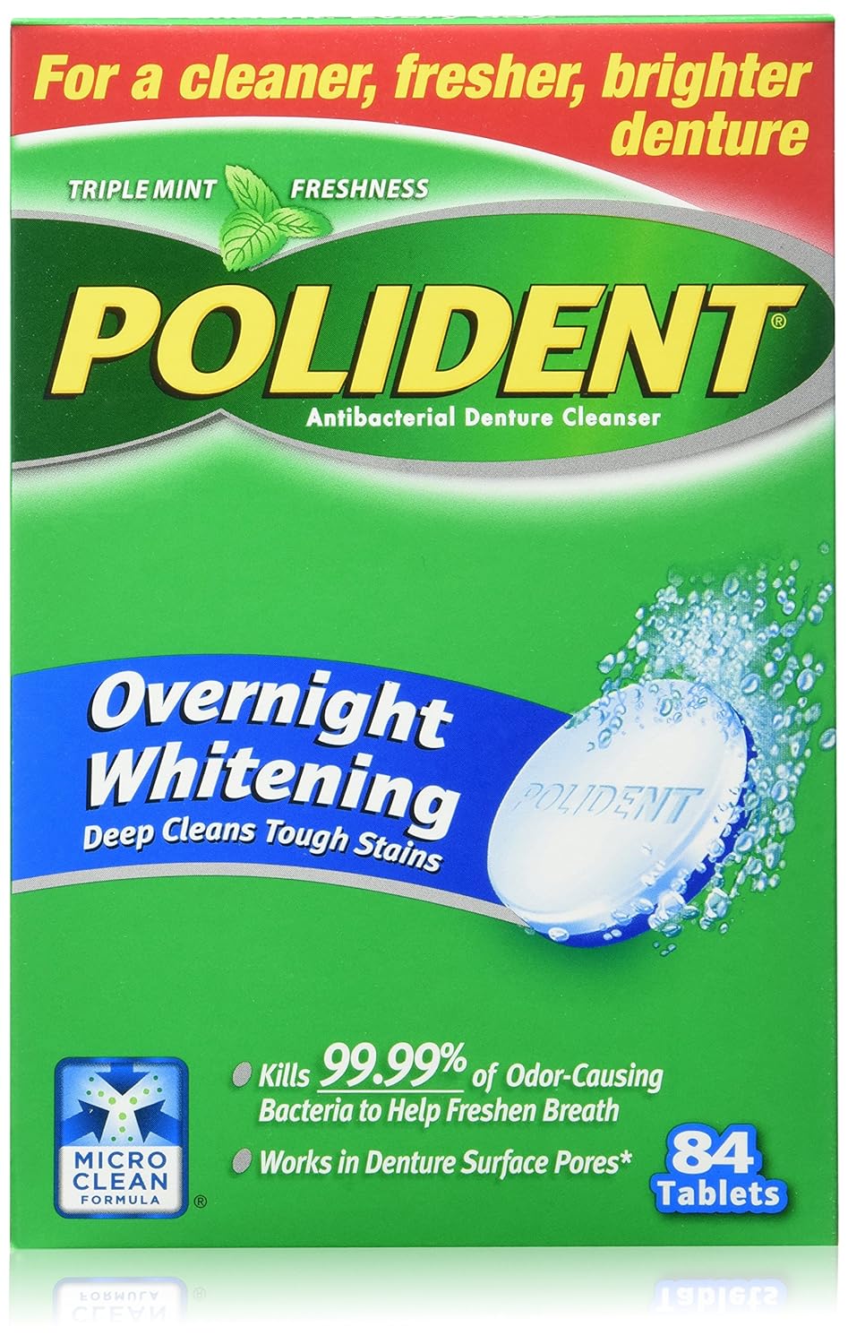 Polident Overnight Whitening Denture Cleanser Tablets 84 Count Health & Household