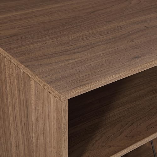 Miniatura 7 de OSP Home Furnishings Consola de soporte para tocadiscos retro con almacenamiento de álbumes, acabado majestuoso