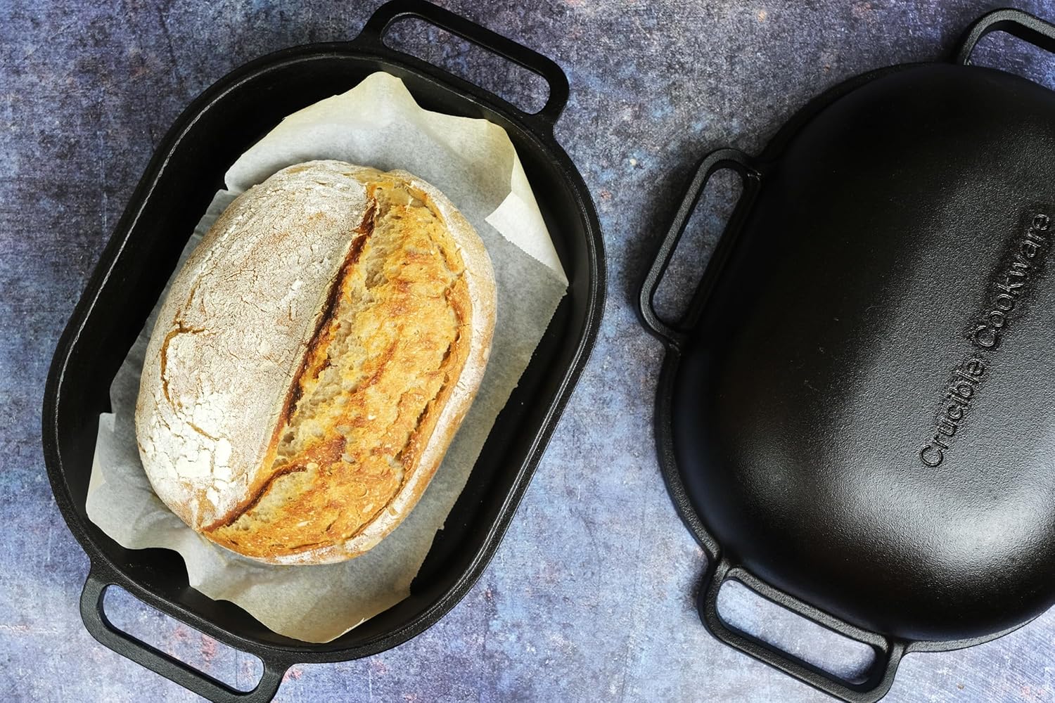 Crucible Cookware Extra Large Cast Iron Artisan Bread Pan 6 Loop Handles Deep Lid for Steam Baking - Image 8