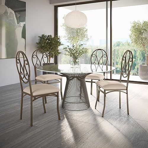 Miniatura 6 de SEI Furniture Lucianna - Sillas de comedor 4 unidades color marrón oscuro con asiento de ante beige