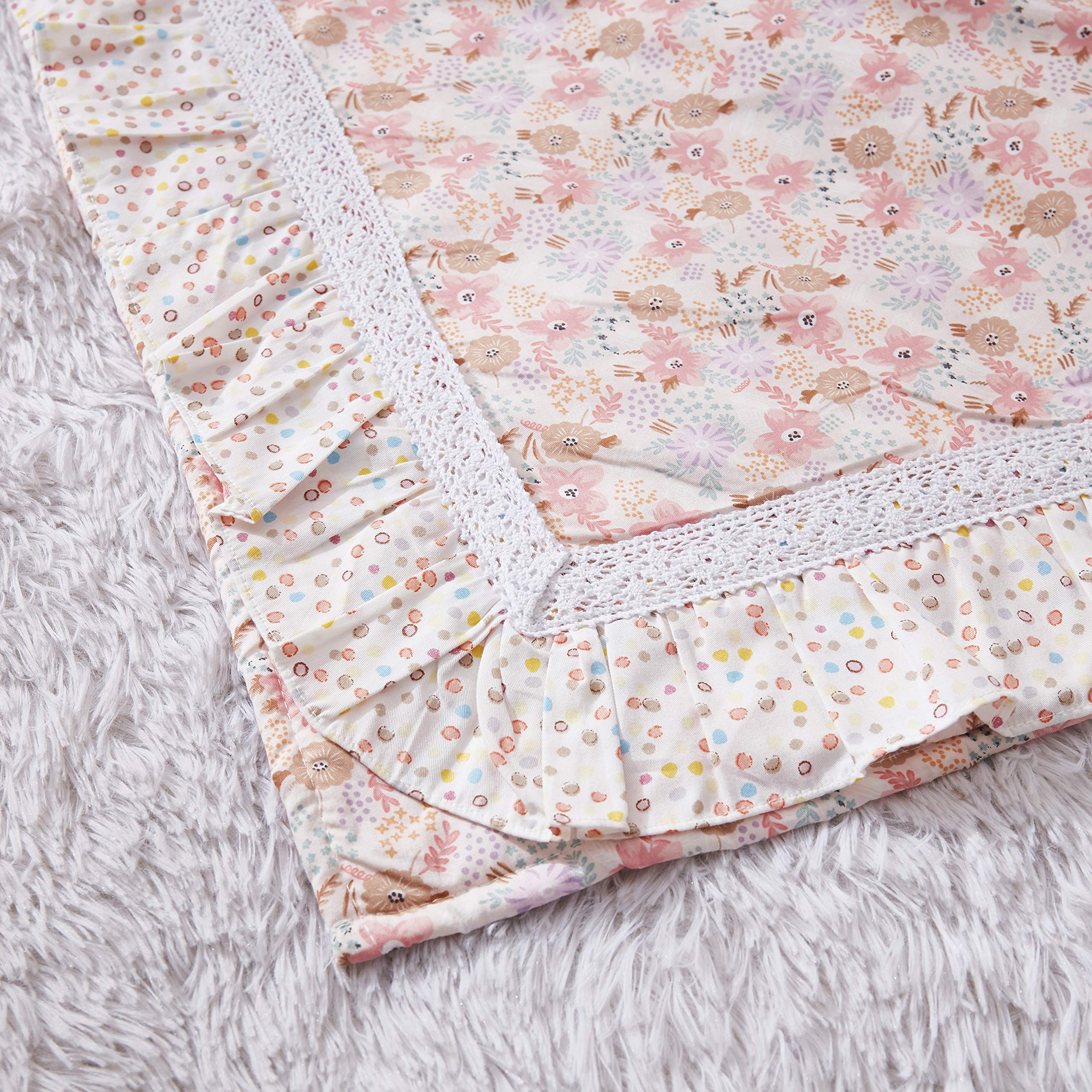 Brandream - Juego de ropa de cama de cuna para bebé y niña, diseño de lunares coloridos, 4 unidades.