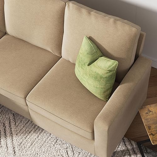 Miniatura 4 de Honbay - Sofá convertible en forma de L con tejido de lino moderno para espacios pequeños Beige,Gris,Azul medio,Beige oscuro medio,Gris oscuro