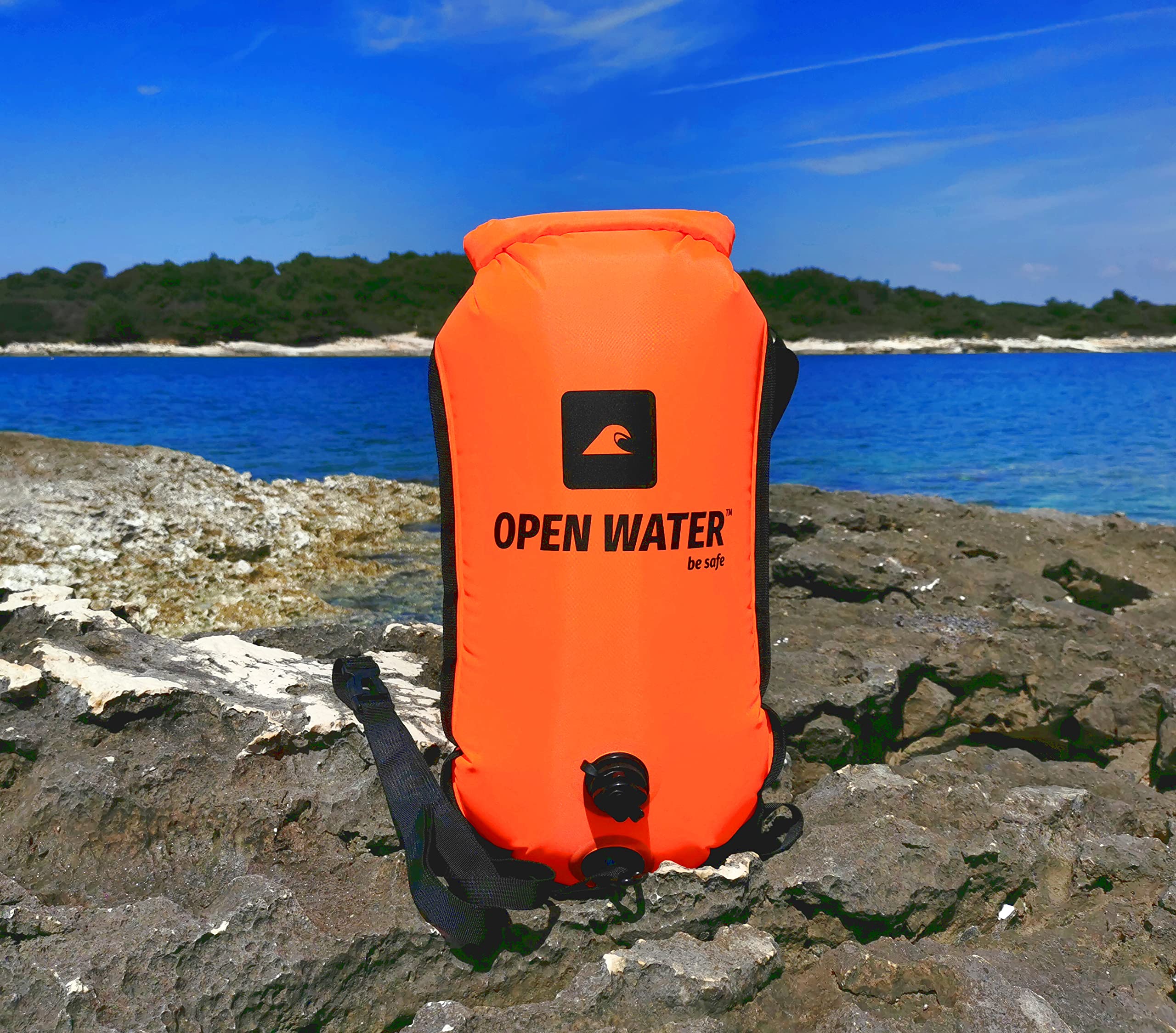 OPENWATER Bouée gonflable pour la natation et le sac à dos 3en1 - grande bouée avec une poche sèche pour les choses 28L - bouée de triathlon