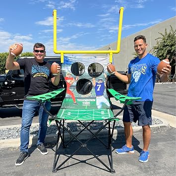 XXL Giant Football Toss Game & Tailgating Chair Combo - 8 Tall - Outdoor Football Game for 2-4 People Includes Footballs, Air Pump, Kicking Tee & Storage Bag Tailgating, Backyard, Beach & Parks