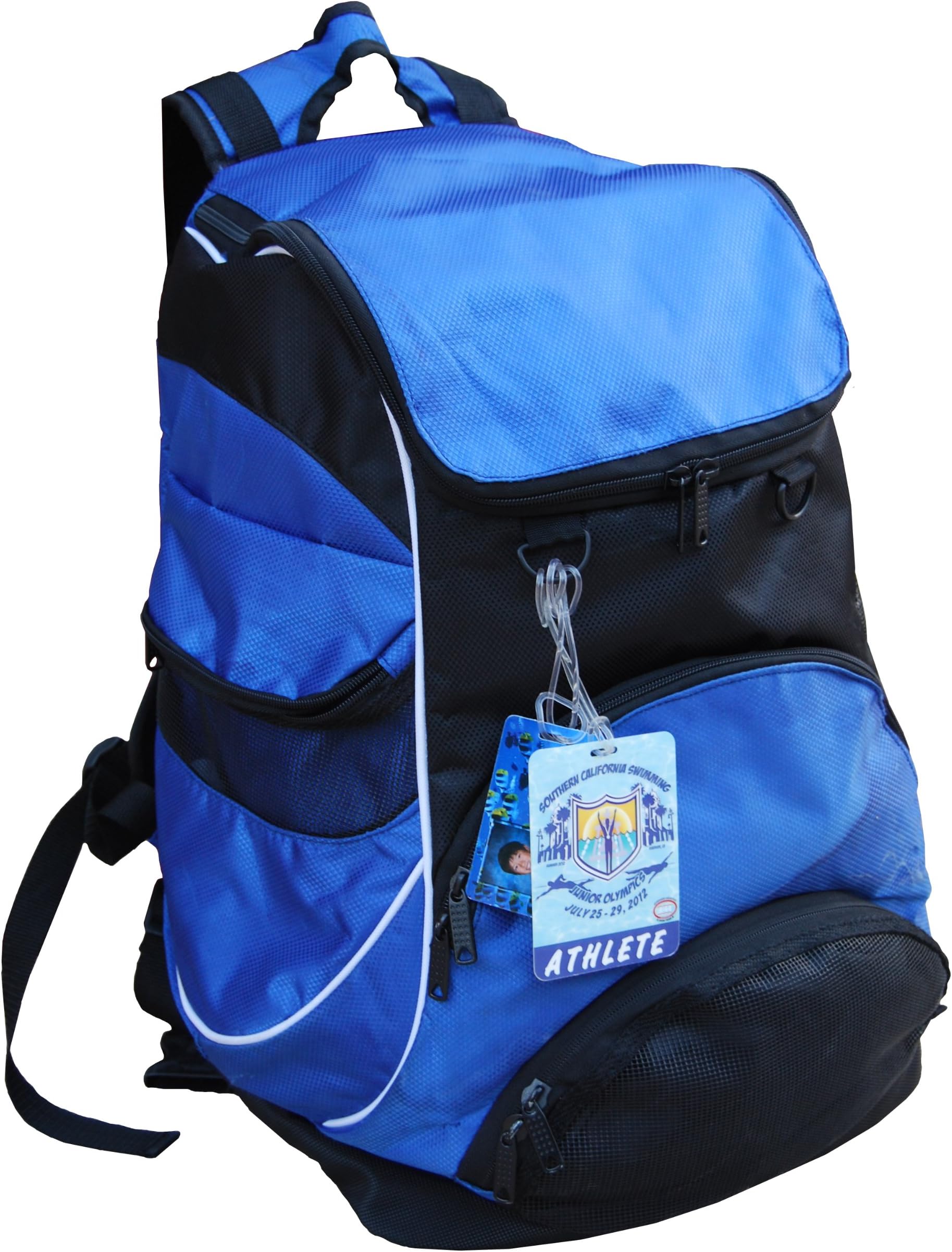 Elite Team Swimmer Backpack, Large Swimming Backpack with Pocket for Shoes and Wet Items - Blue