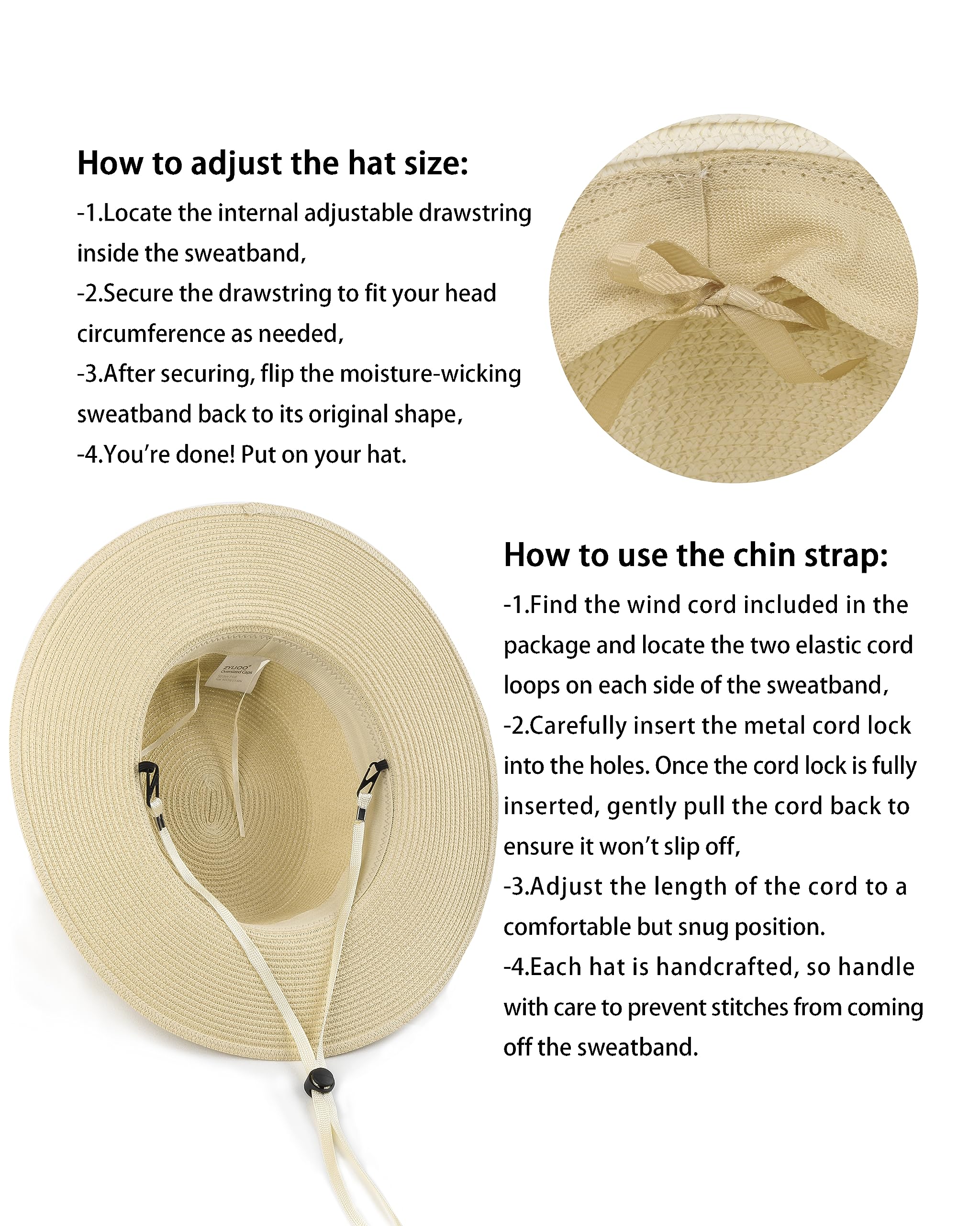Zylioo Chapeau Panama Boater Petite tête UPF50+ Chapeau de soleil avec large bord Petites tailles Protection UV Chapeau de paille Taille XS-S, Chapeau plat d'été Vacances Chapeau de plage 52-54