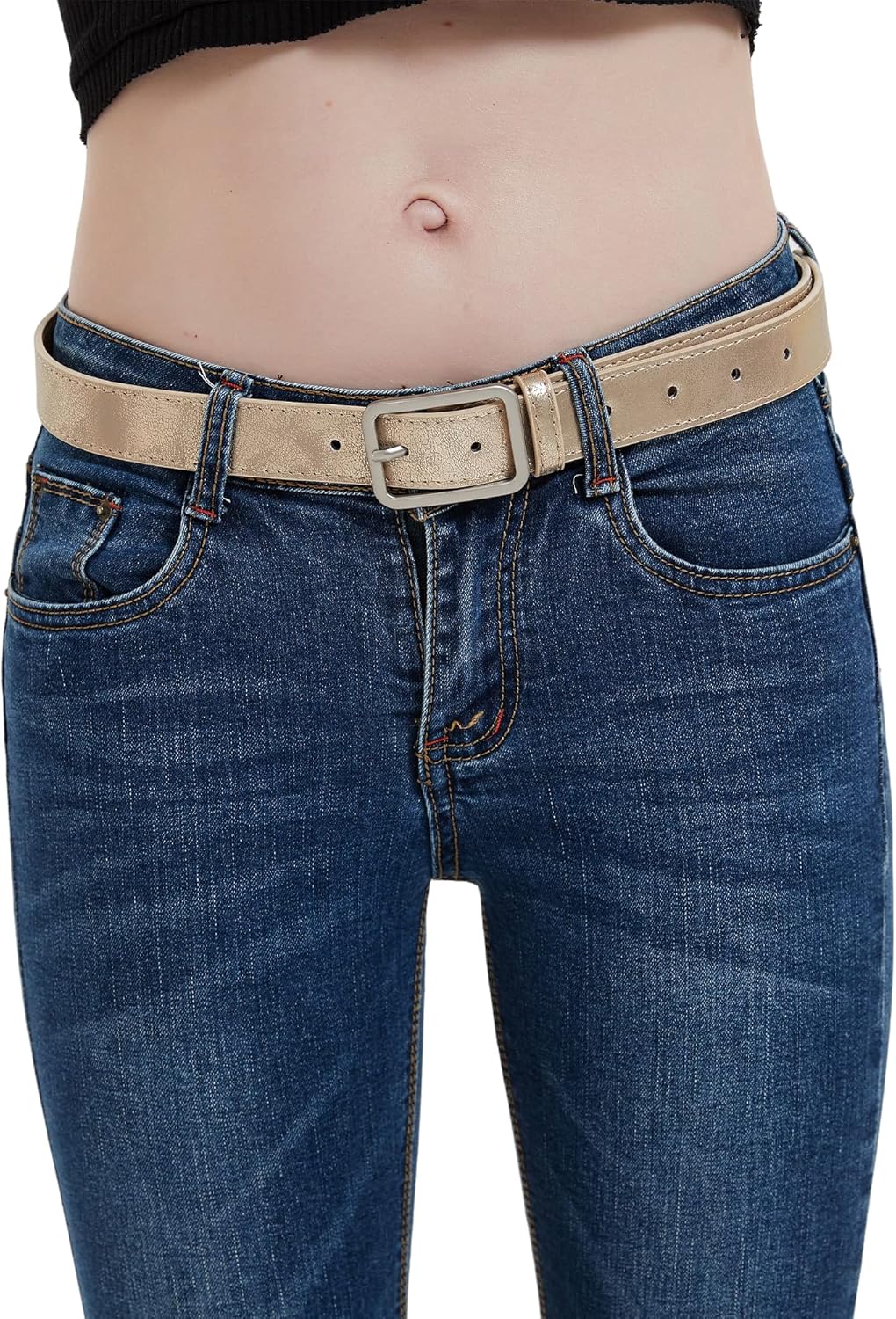 Women Bling Belts Shiny Gold Silver Leather Belt Club Party Jeans Pants Dresses Belts - Image 7