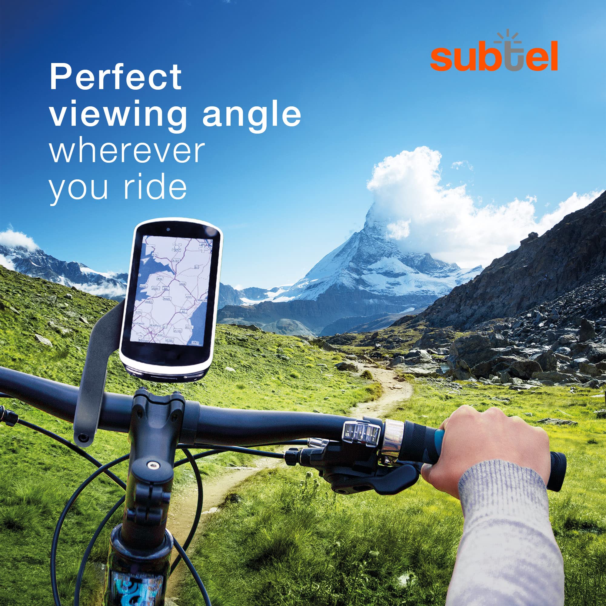 subtel® Uchwyt na kierownicę kompatybilny z Garmin Edge 1040, 1030, 1000, 830, 820, 800, 530, 520, 500, regulowany GPS z przodu uchwyt na kierownicę, uchwyt montażowy 25 mm, 32 mm, 35 mm, czarny