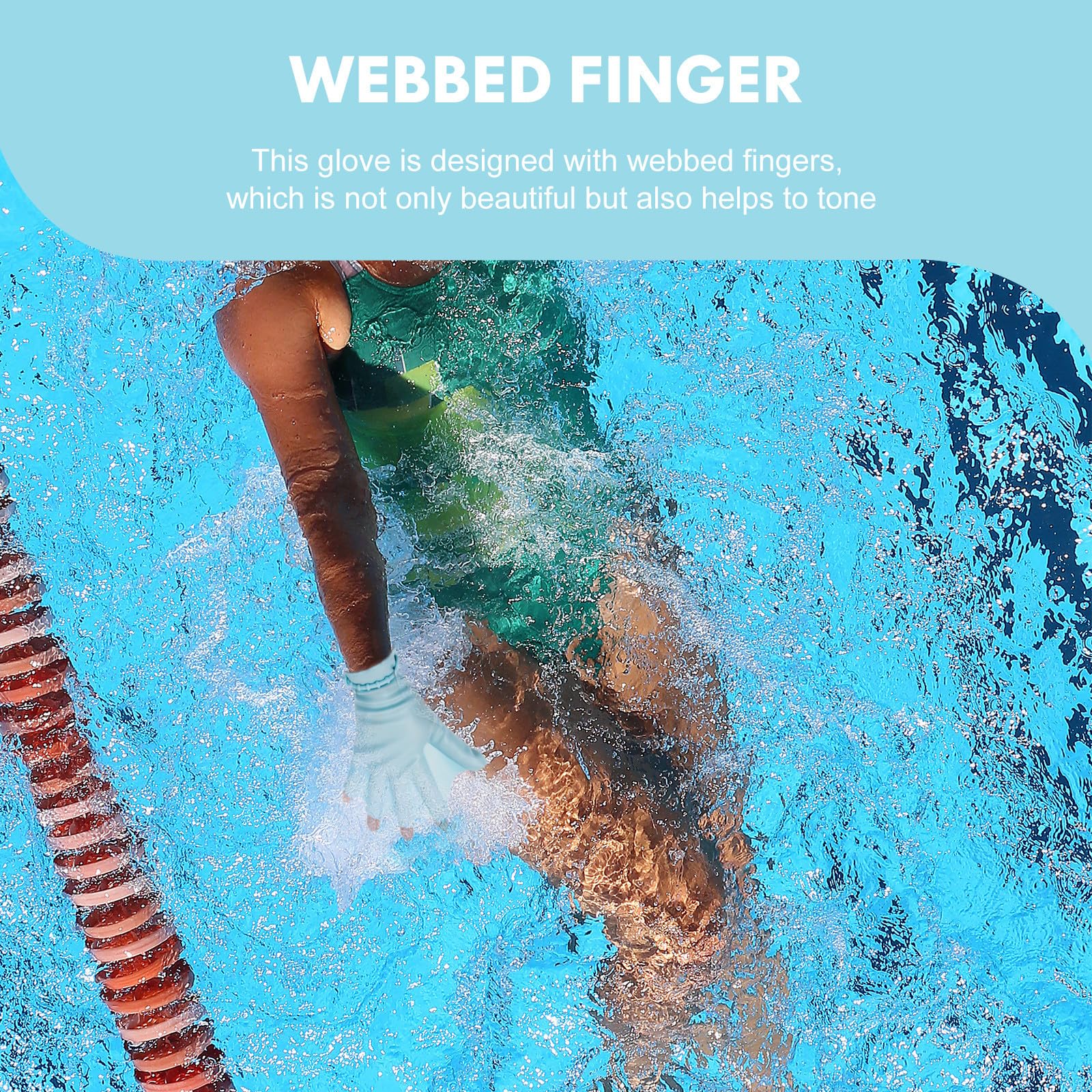ibasenice Paletas de Natación de Silicona Ajustables para Entrenamiento Acuático, Guantes Resistentes al Agua en Color Azul Claro para Fitness, Surf y Buceo, 1 Par de Guantes Auxiliares