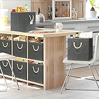 Vista 6 de Simple Houseware - Cesta de almacenamiento de cubo de 13 pulgadas con asas trenzadas, paquete de 3, gris oscuro