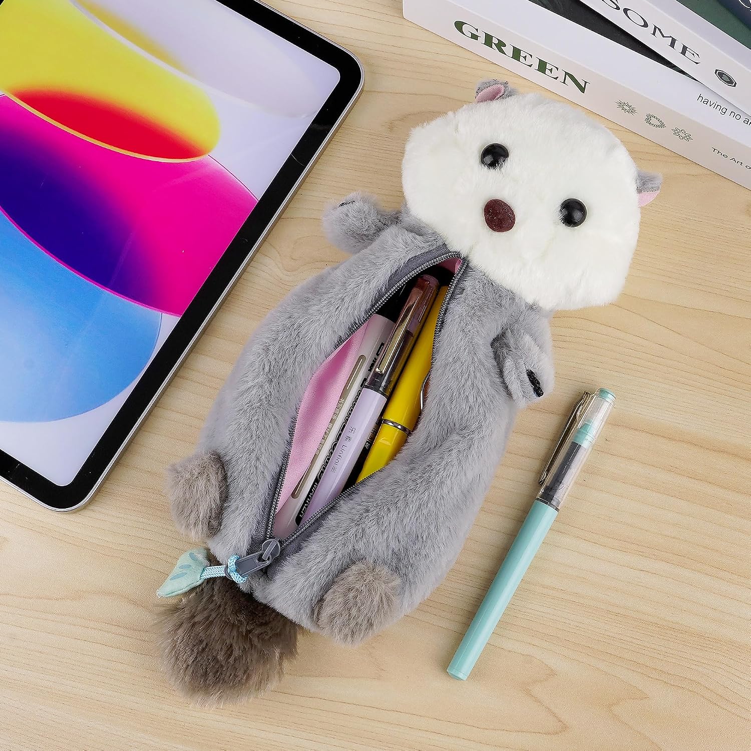 Otter Pencil Pouch, Cute Otter Zipper Pencil Pouch, Plush Animal Pencil Case Bag for Office Classroom Supplies image 5