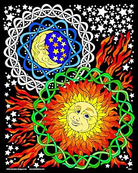 Stuff2Color Sun and Moon - Fuzzy Velvet Coloring Poster for Kids and Adults Fun Coloring Activity for All Ages, Arrives Uncolored
