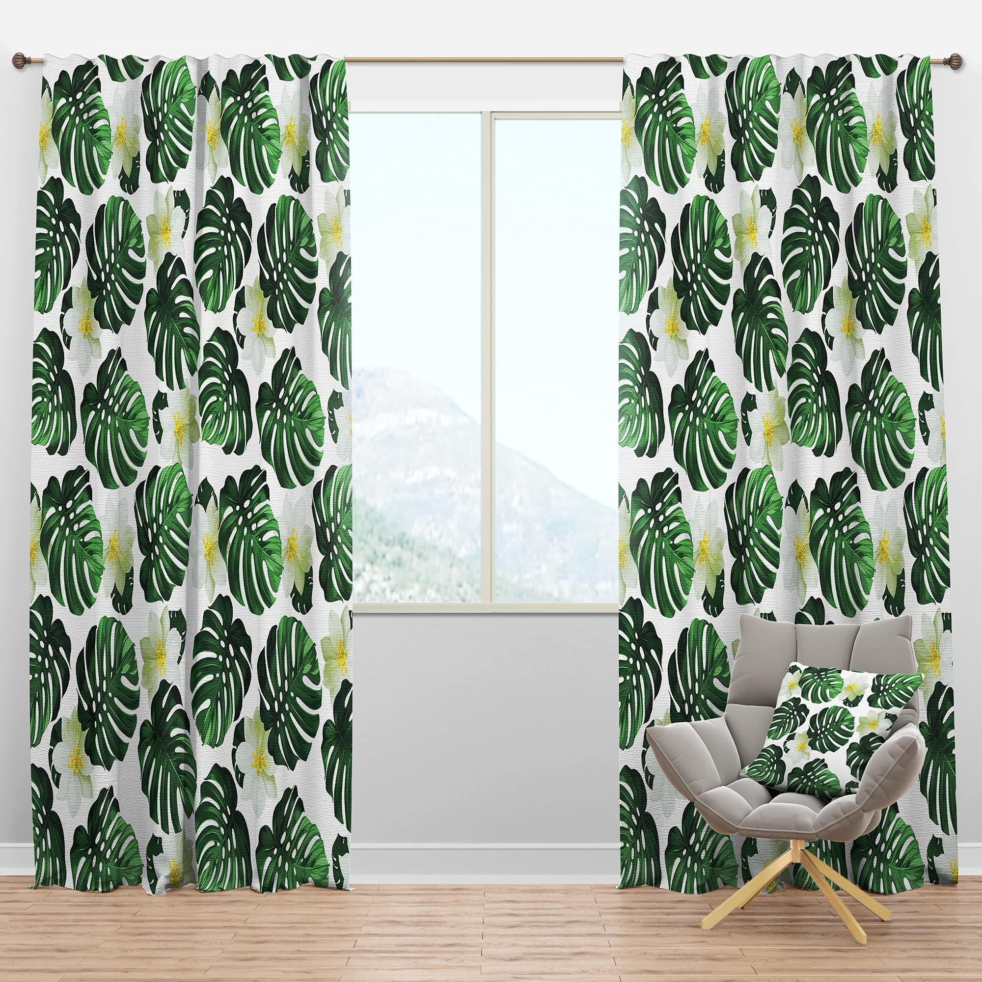 Rideau occultant feuilles de monstera exotiques pour salon et chambre