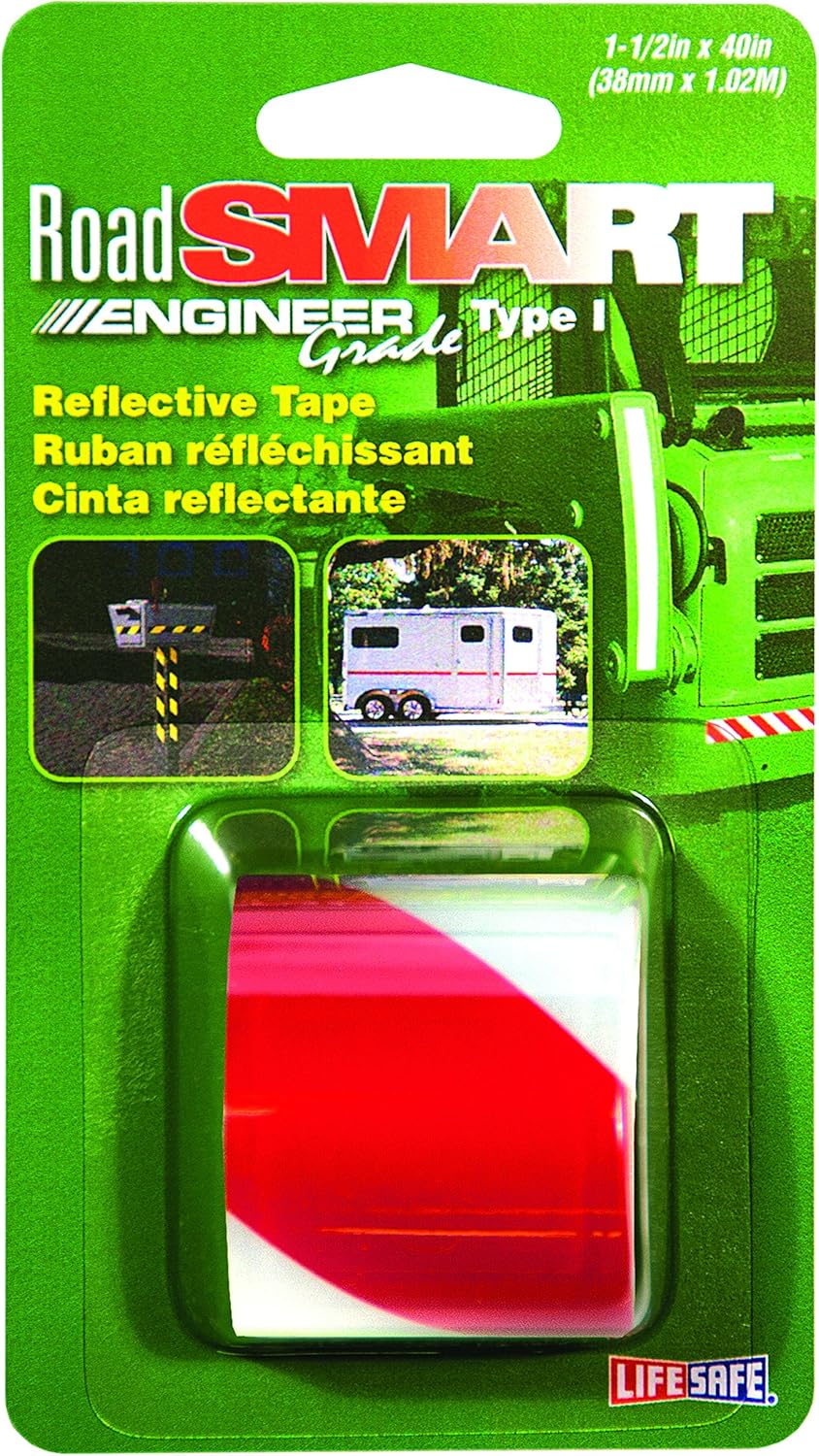 Life Safe: Road Smart Engineer Grade Refelective Tape, 1.5" x 40", Red/Silver