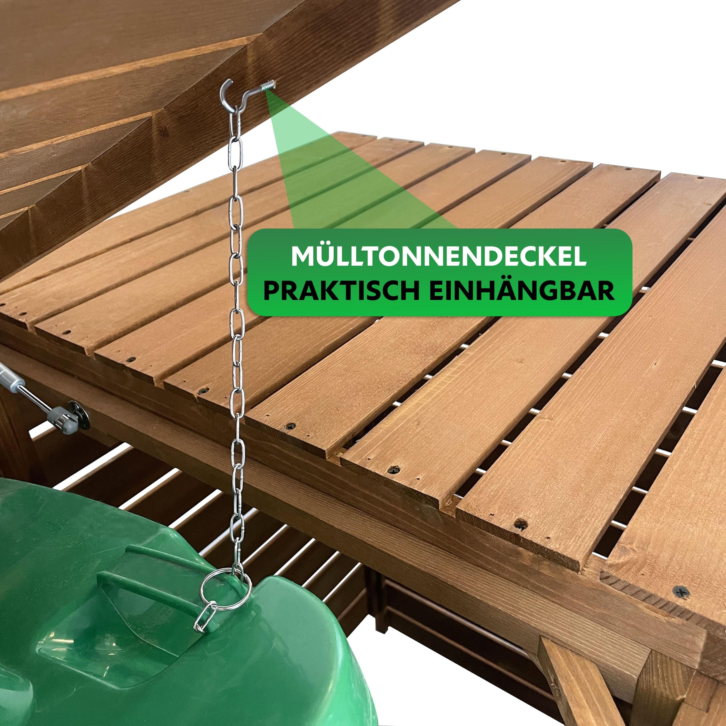 Mülltonnenbox 2er 240 l mit Gasdruckfeder in Anthrazit - Müllbox aus Holz - Mülltonnenverkleidung - Mülltonnen Sichtschutz - Mülltonnenhäuschen Extra Stabil