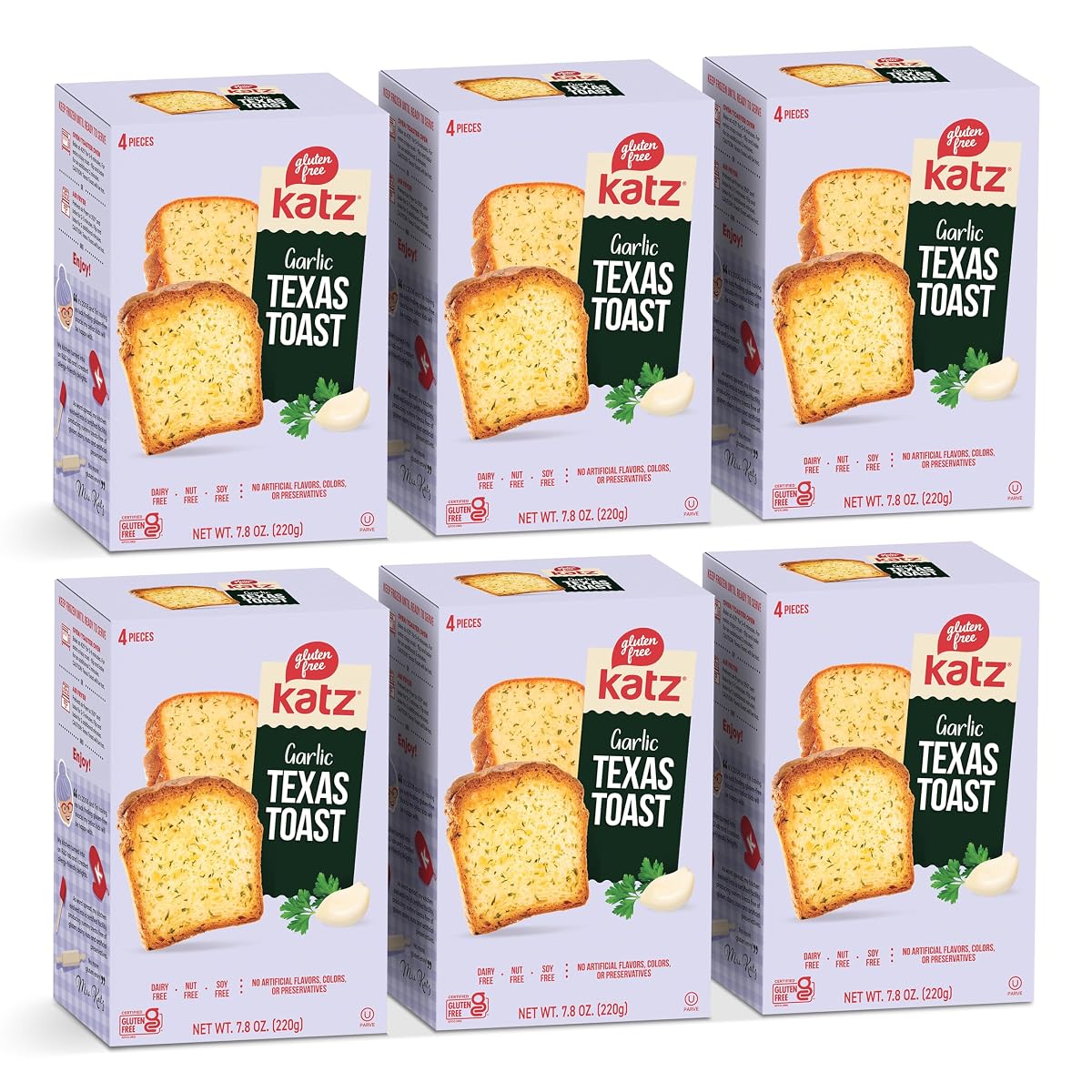Katz Gluten Free Texas Toast, Fluffy Garlic Bread. Free of Dairy