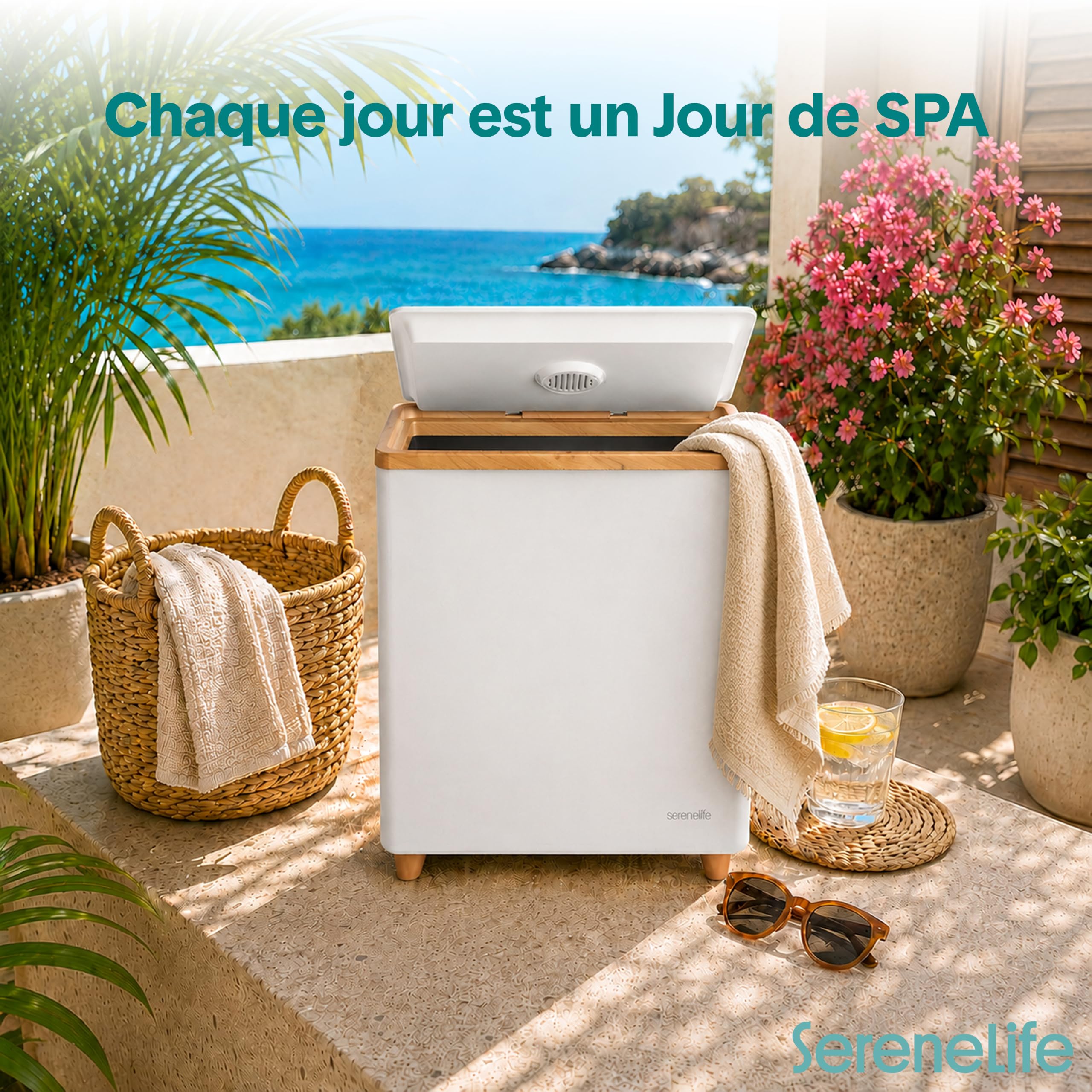 SereneLife Chauffe-serviettes de Luxe Rectangulaire - Chauffe Spa & Salle de Bain avec Parfum Personnalisé, Arrêt Automatique, Accueille 2 Grandes Serviettes, Couvertures, Peignoirs, Pyjamas - Cadeau