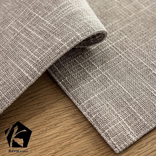 Miniatura 6 de Kevin Textile - Juego de 4 manteles individuales de lino sintético resistentes al calor para mesa de comedor, fáciles de limpiar, antideslizantes,