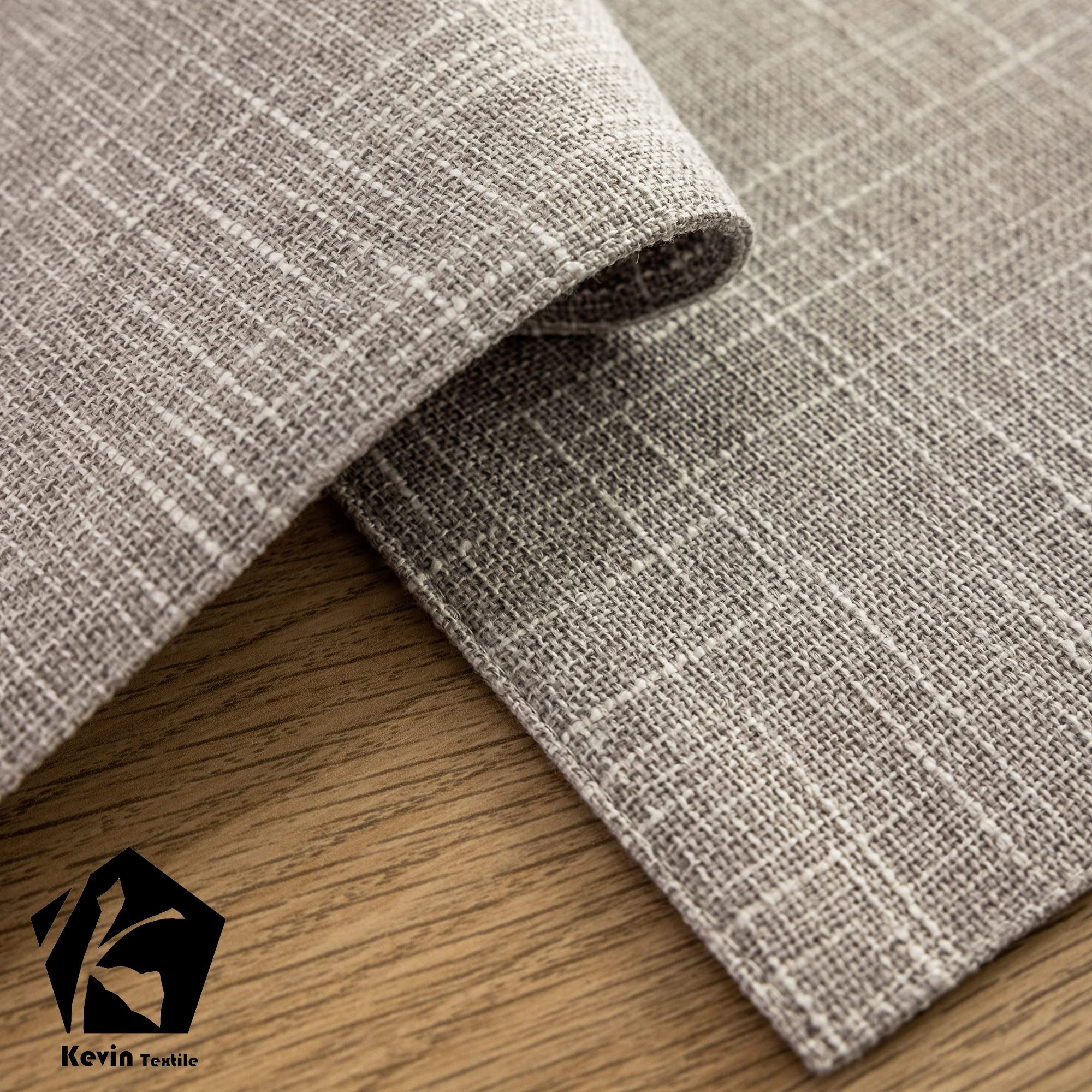 Kevin Textile - Juego de 4 manteles individuales de lino sintético resistente al calor para mesa de comedor, fácil de limpiar, antideslizante, 13 x 19 pulgadas, color gris y blanco