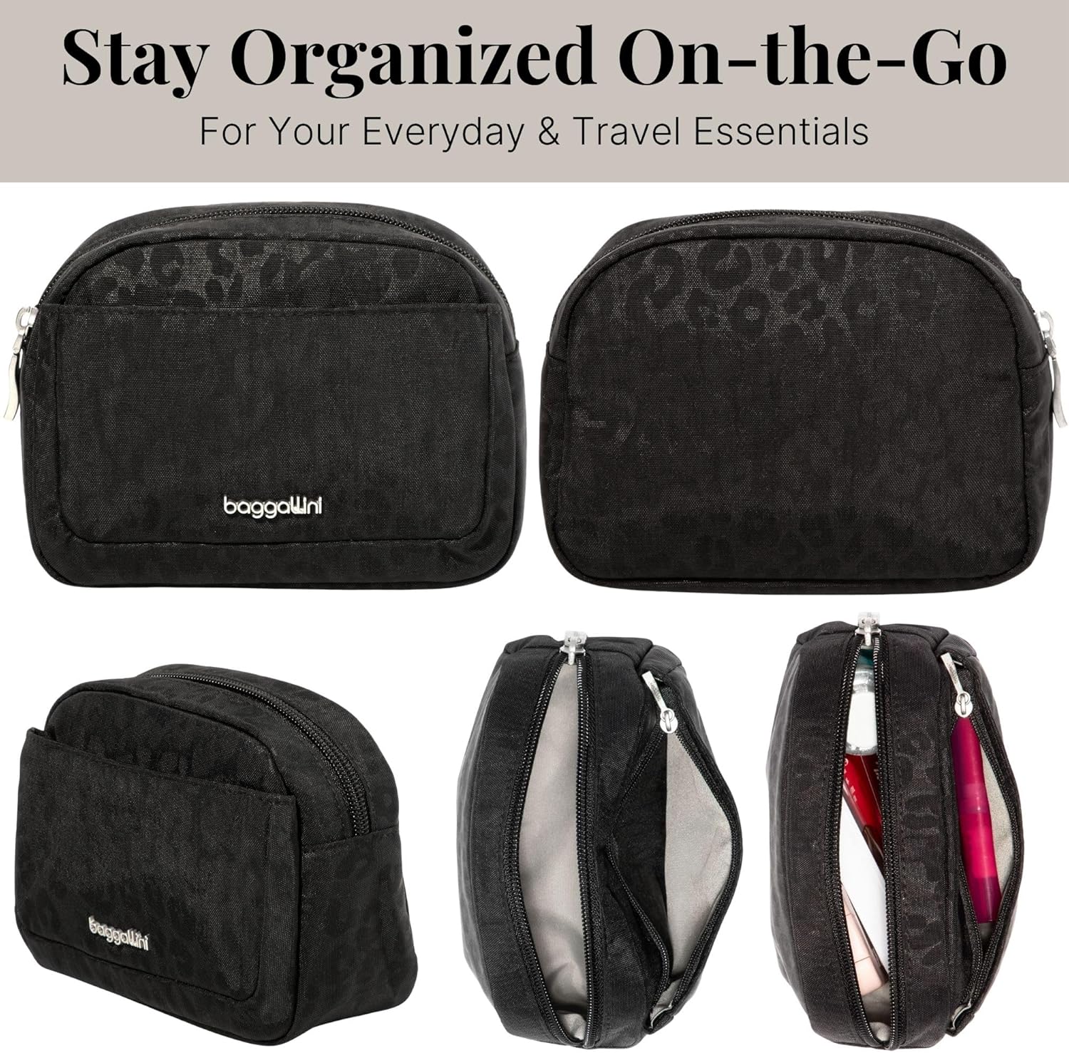 Baggallini Women's Pocket Cosmetic - Lightweight Bag - Travel Essentials Makeup Organizer Small