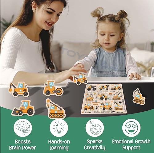 Image of Construction Eco Friendly Materials Wooden Learning Toys Puzzle for Brain Training /jorky Cutting Puzzle for Home /School /Non-Toxic /Education Memory Games for Baby Boy and Girl