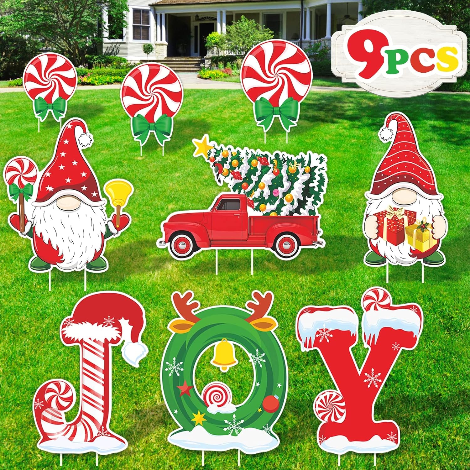 9 PCS Joy Christmas Decorations Outdoor, Christmas Yard