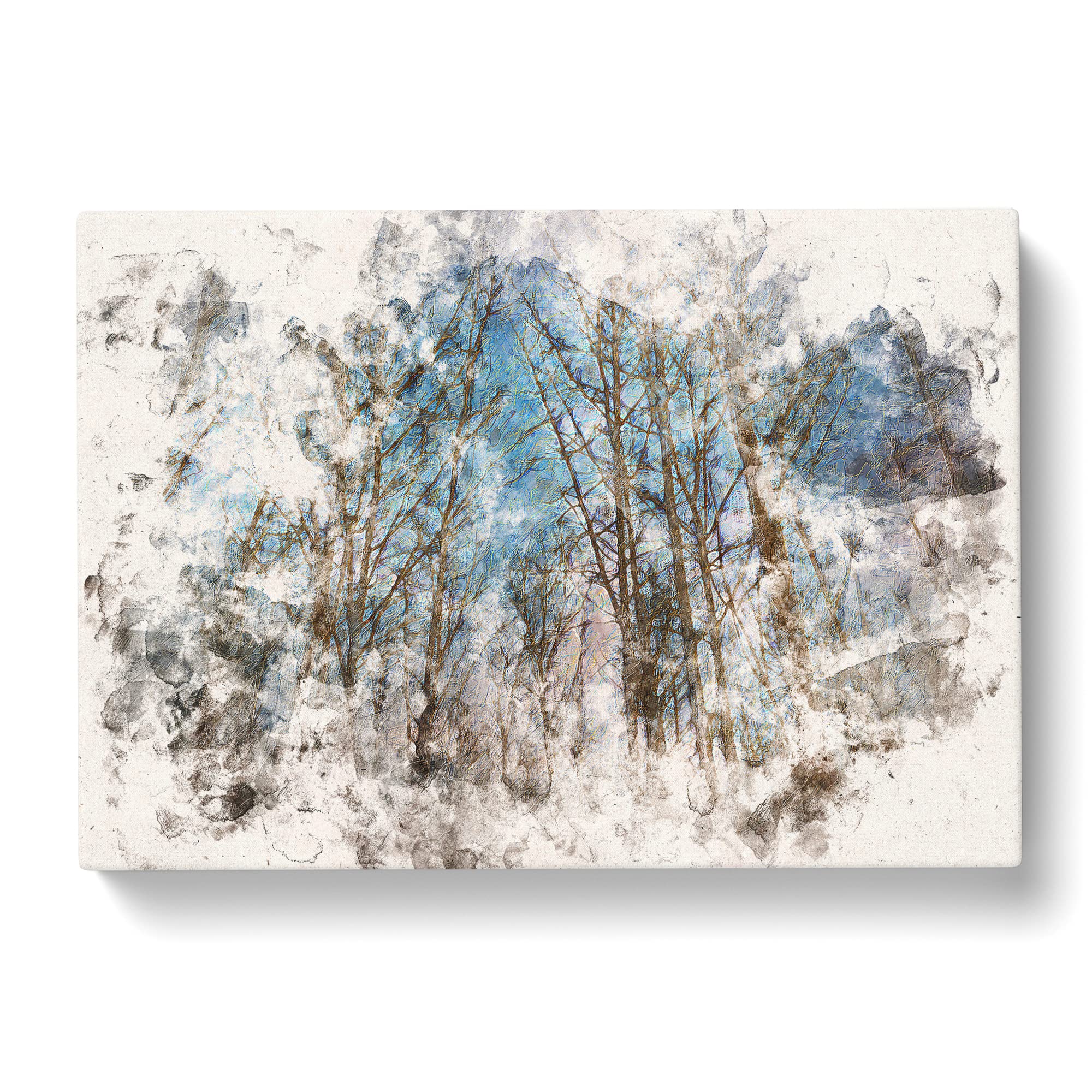 Bare Trees At Twilight Watercolour Canvas Print, Mixed, 25L x 50W cm - Image 3