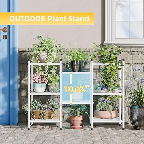 Miniatura 2 de Soporte para plantas de interior y exterior, estante para múltiples plantas, escalera de metal de 3 niveles, soporte para macetas para patio, sala