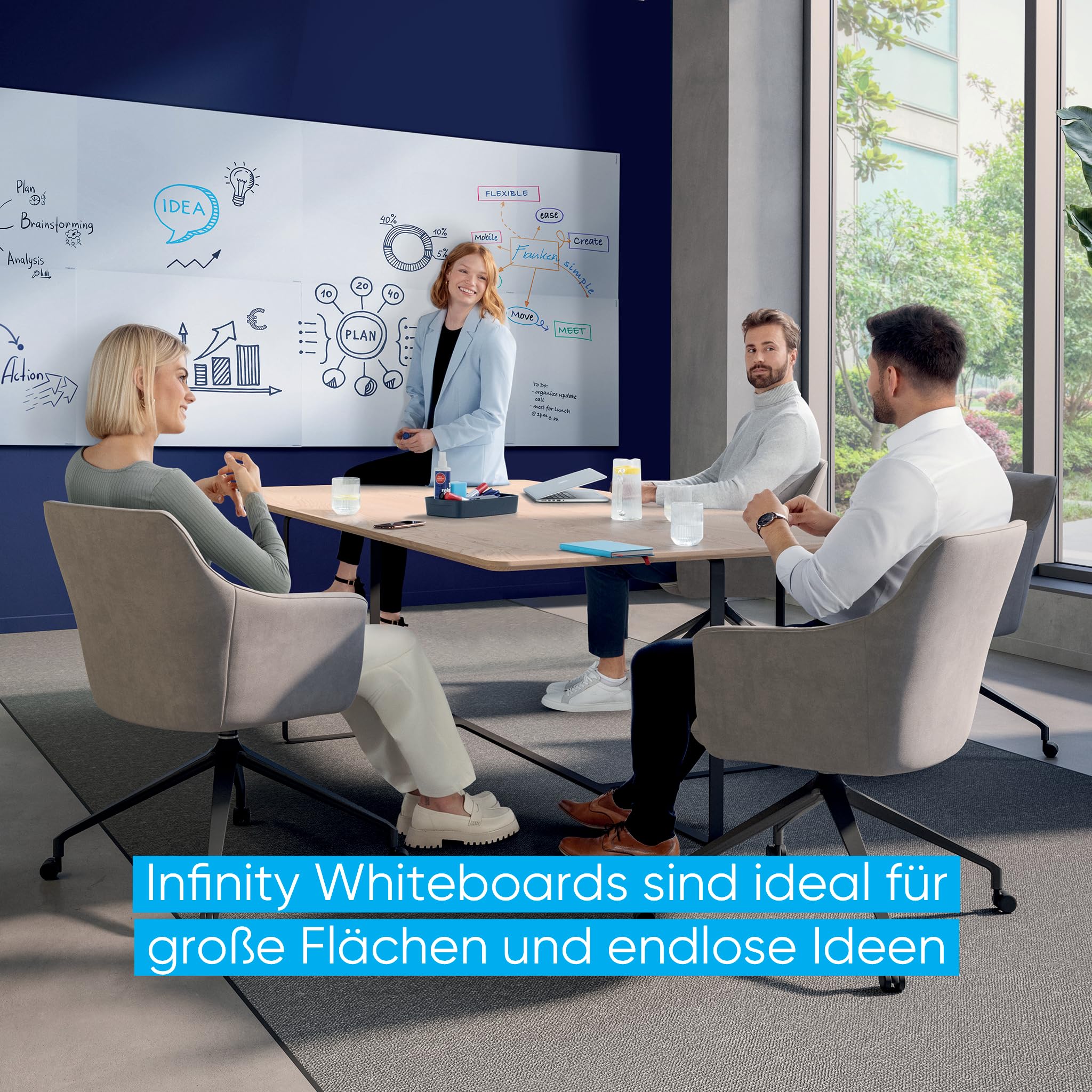 FRANKEN Infinity Whiteboard, magnetyczna tablica do pisania bez ramy, 90 x 60 cm, możliwość bezpośredniego łączenia wielu tablic w formacie pionowym/poziomym, do biura i biura domowego, stalowa