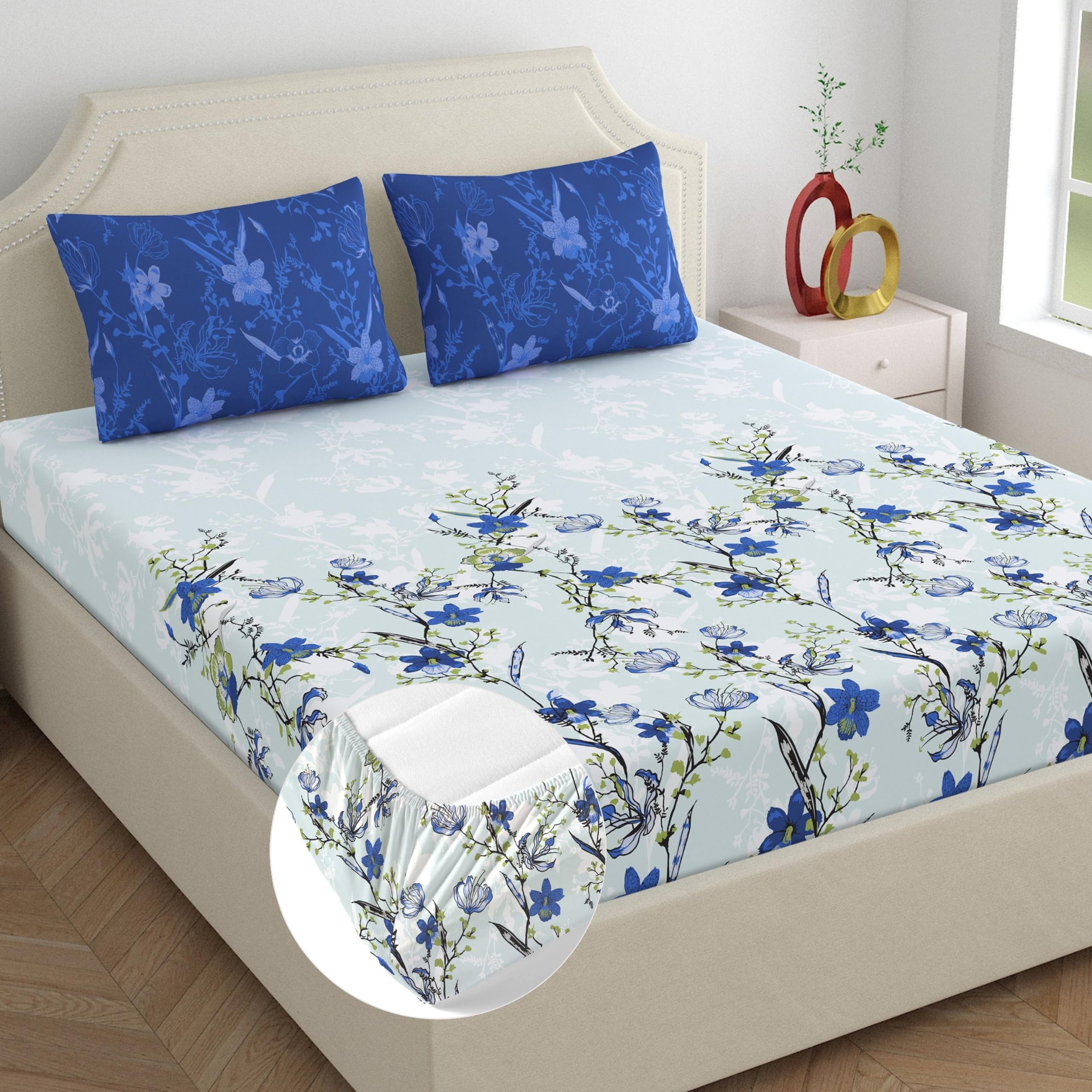 Dreamscape King Cotton Bedsheet Set - Blue -1