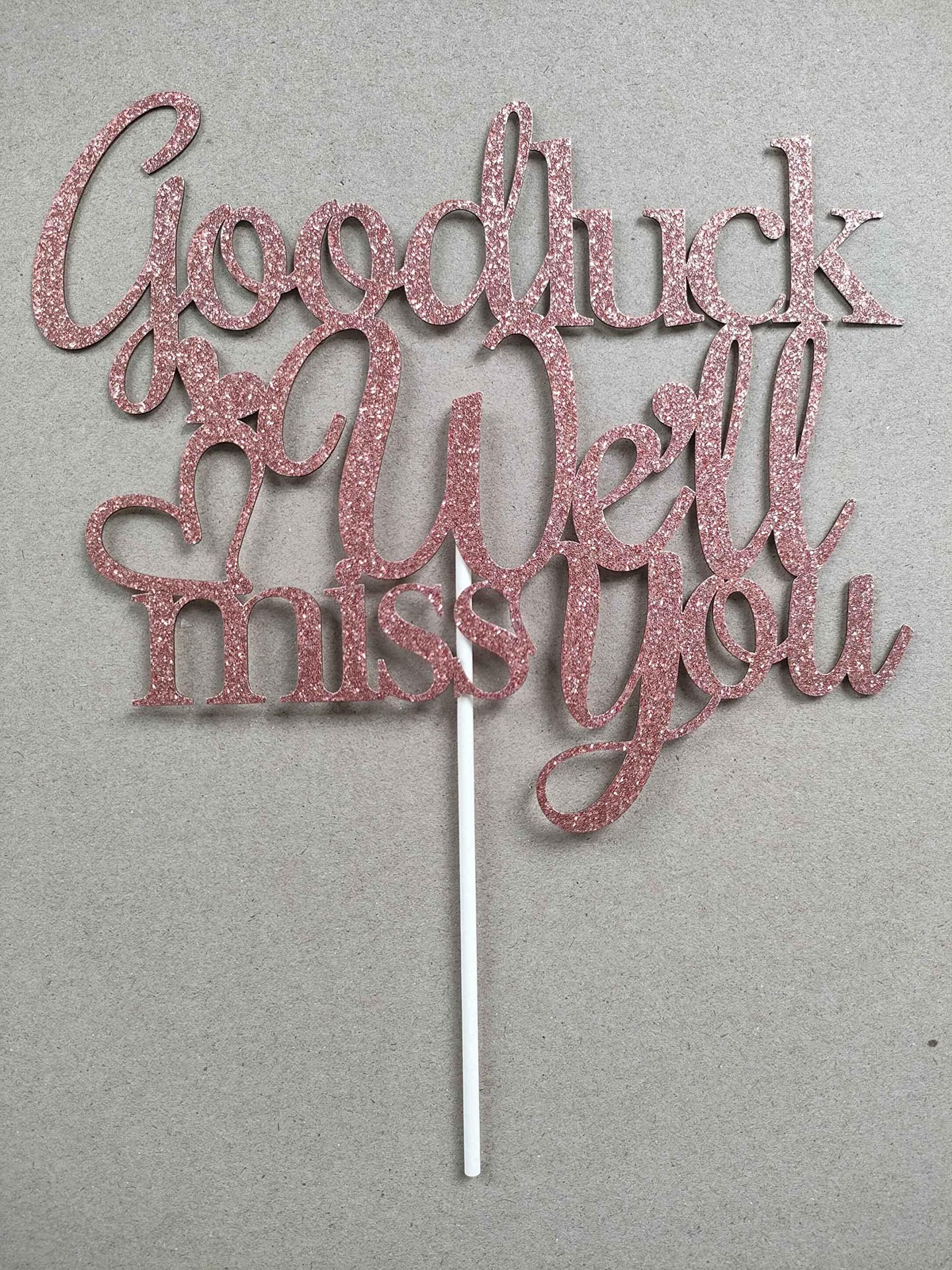 Elicola We Will Miss You Good Luck Cake Toppers Glitter We Will Miss You Cake Topper for Job Change Retirement Graduation Party Cake Decorations