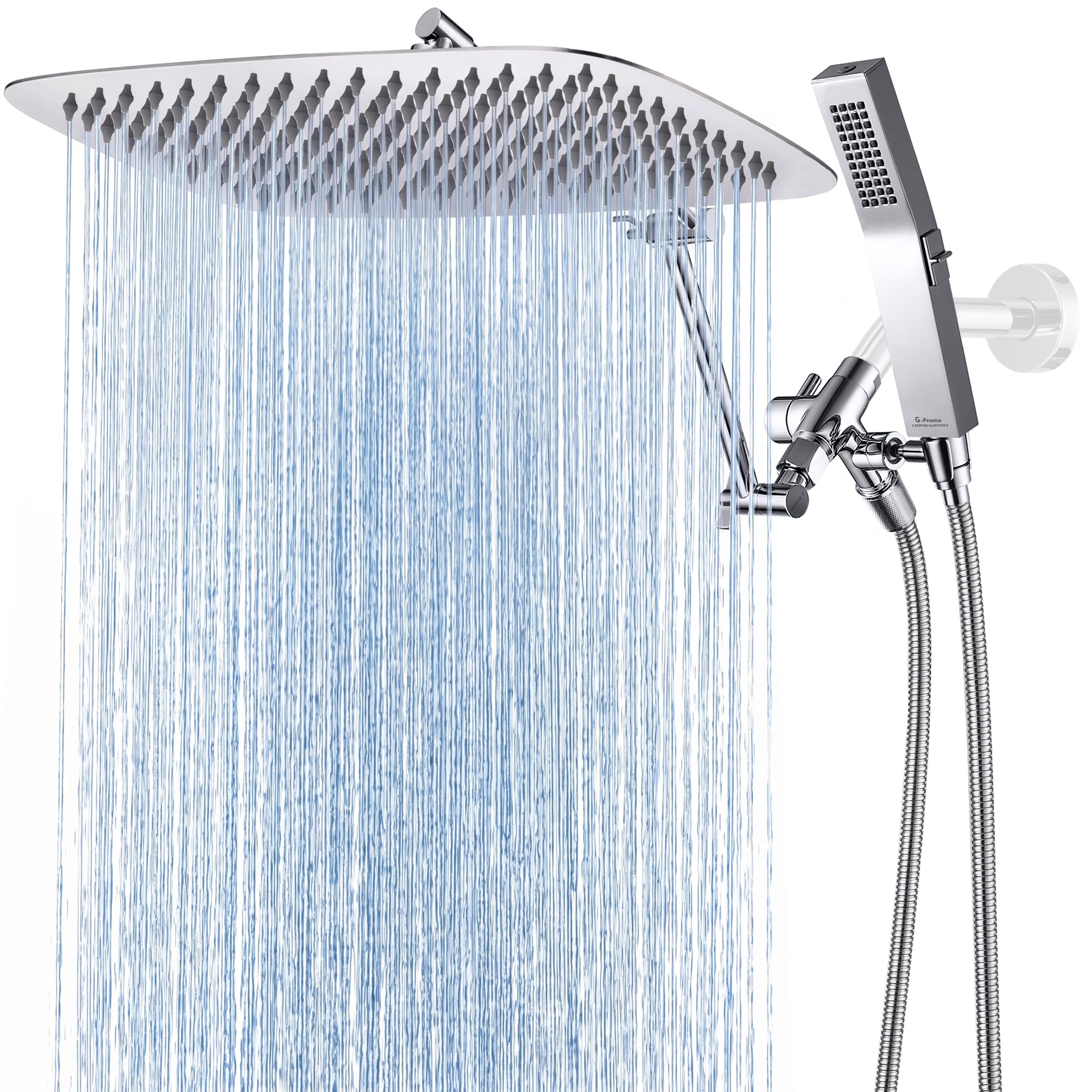 G-Promise All Metal 16 Inches Rainfall Shower Head with Handheld Combo